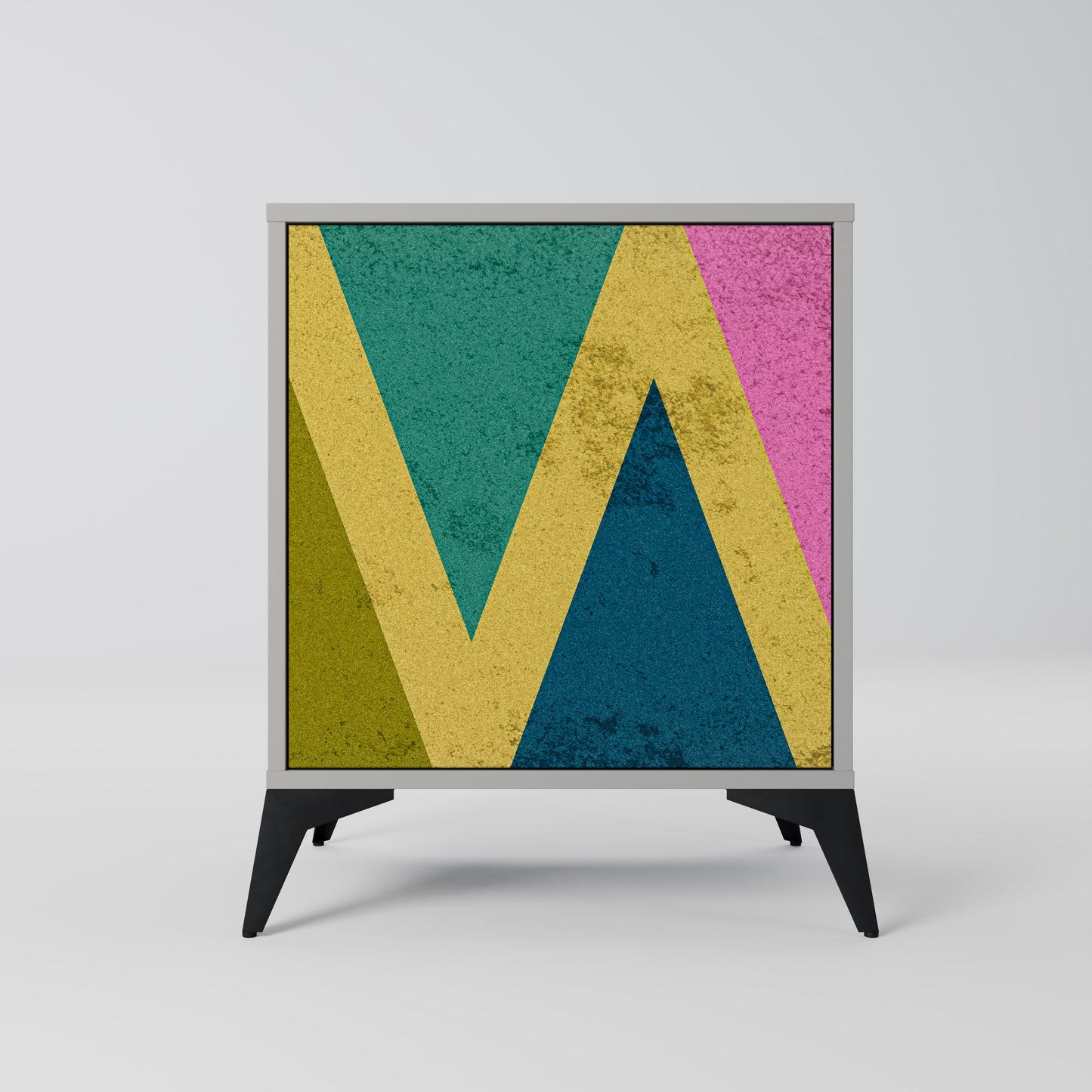 COLORFUL TRIANGLES 1-Door Sideboard in Grey Finish