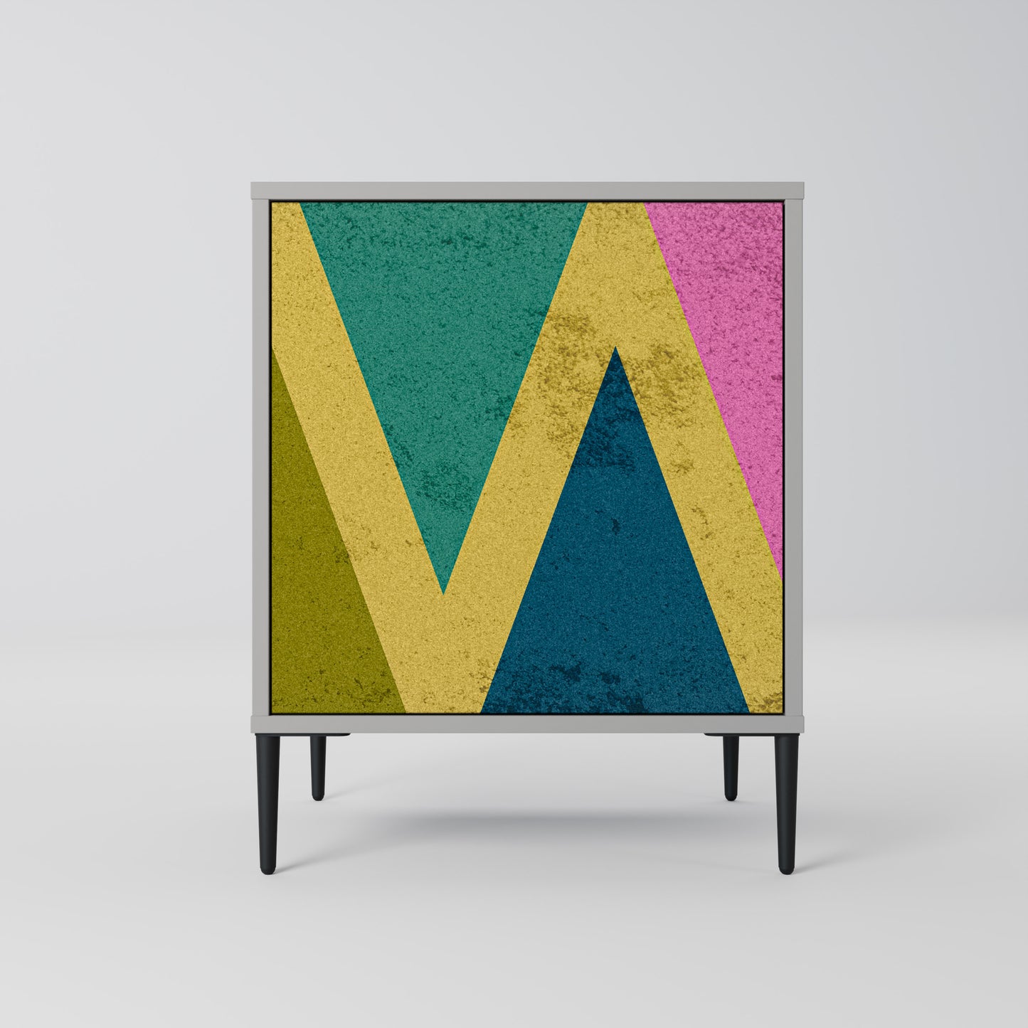 COLORFUL TRIANGLES 1-Door Sideboard in Grey Finish