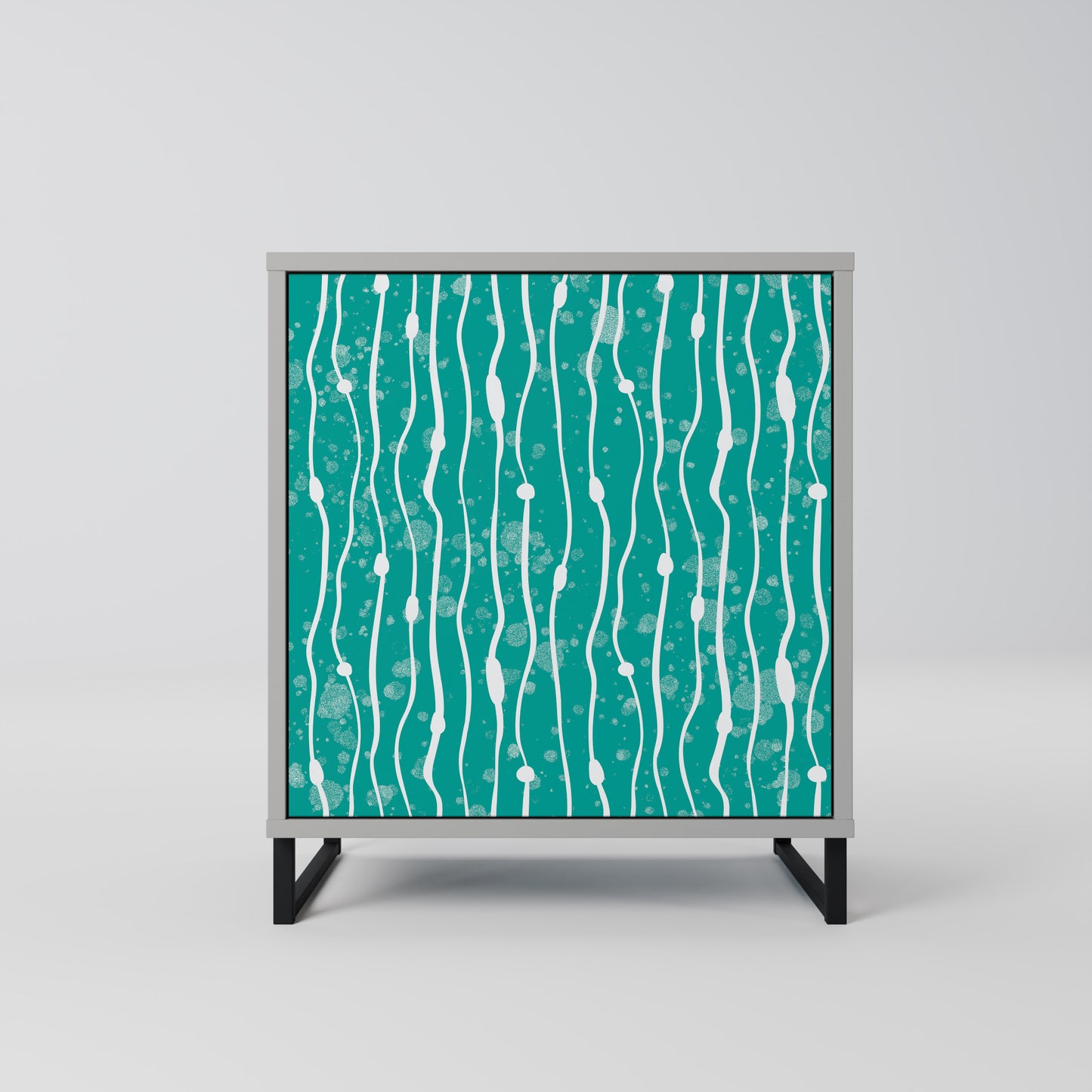 TURQUOISE RAIN 1-Door Sideboard in Grey Finish
