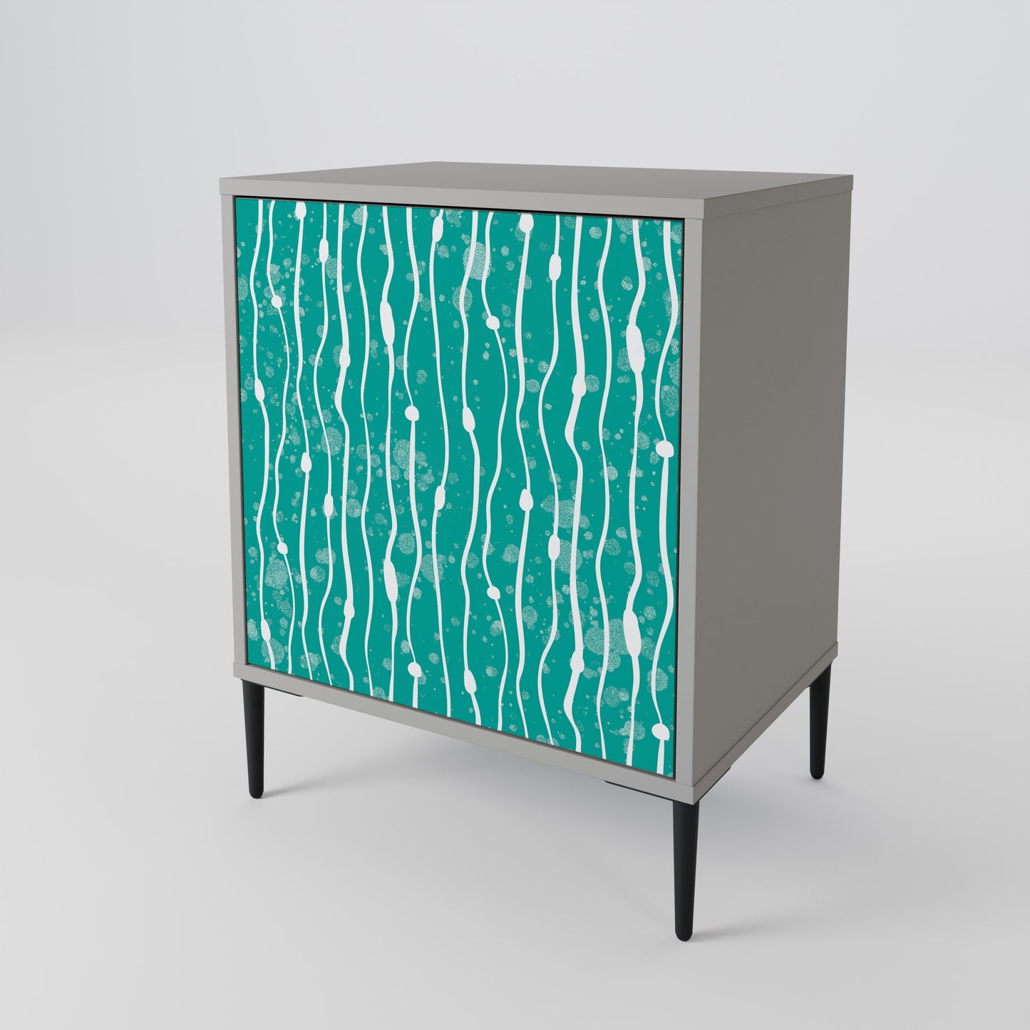 TURQUOISE RAIN 1-Door Sideboard in Grey Finish