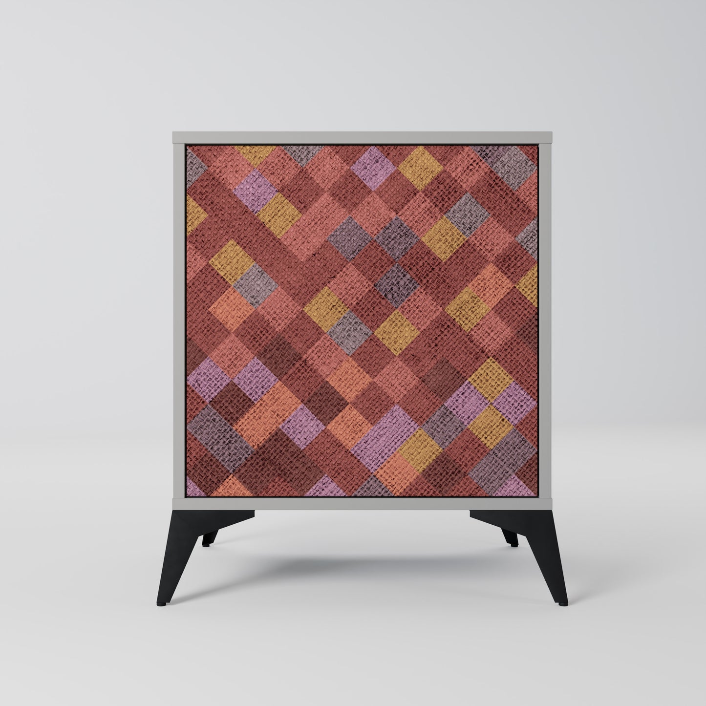 PAINTED SQUARES 1-Door Sideboard in Grey Finish