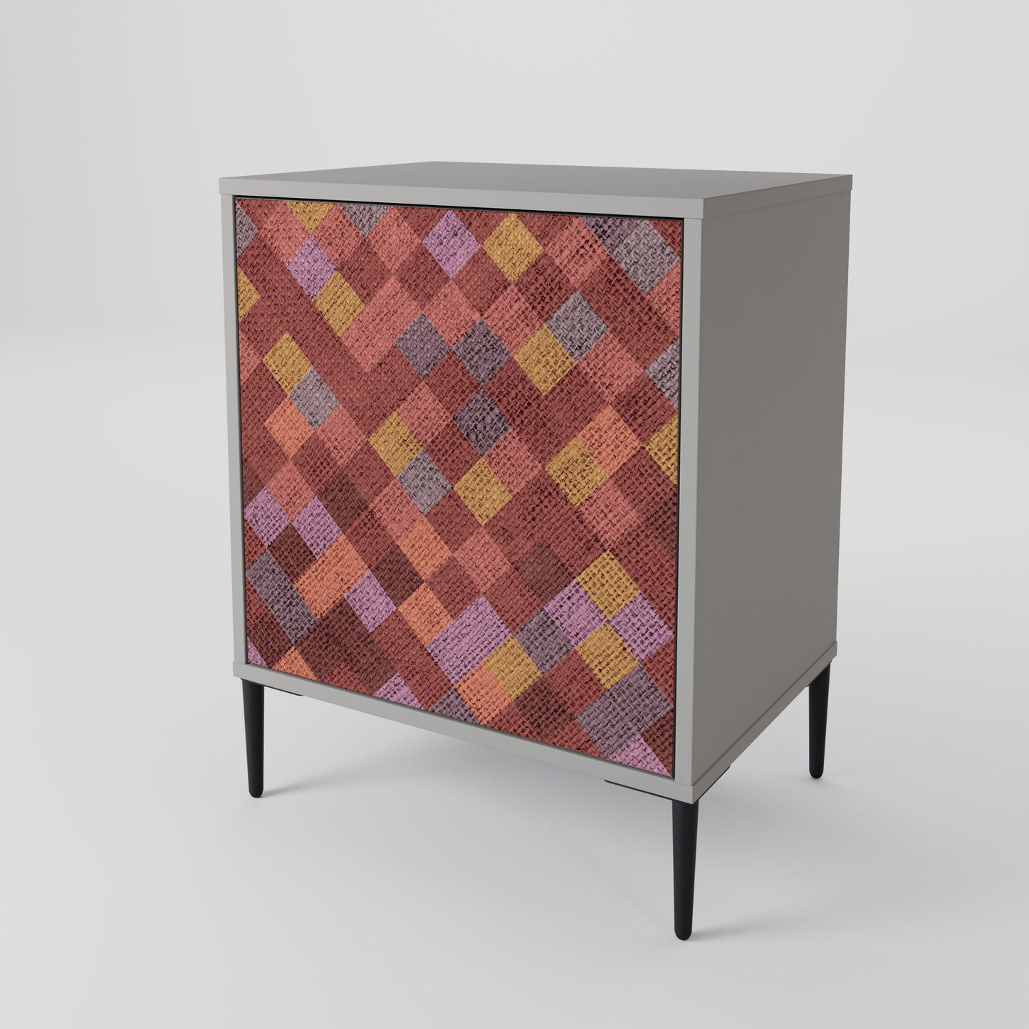 PAINTED SQUARES 1-Door Sideboard in Grey Finish