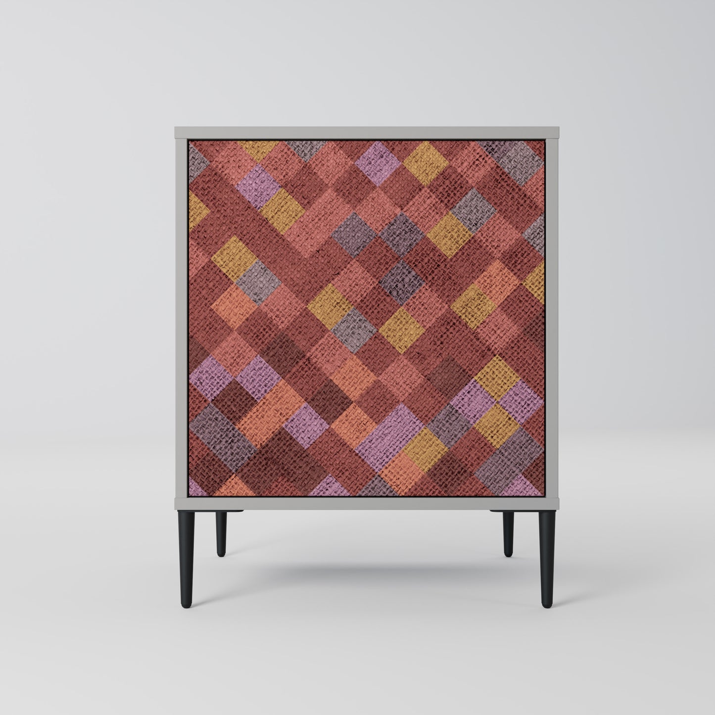 PAINTED SQUARES 1-Door Sideboard in Grey Finish