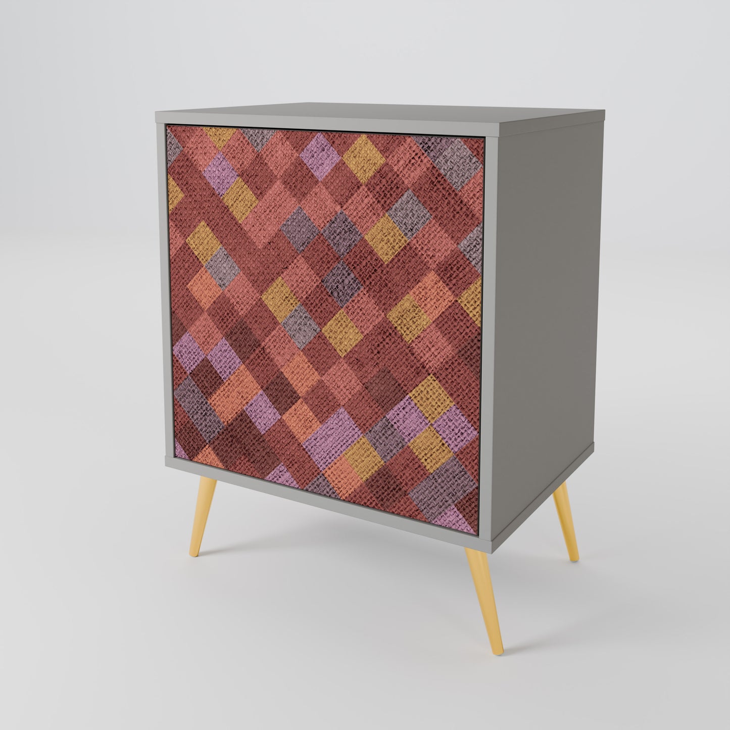 PAINTED SQUARES 1-Door Sideboard in Grey Finish