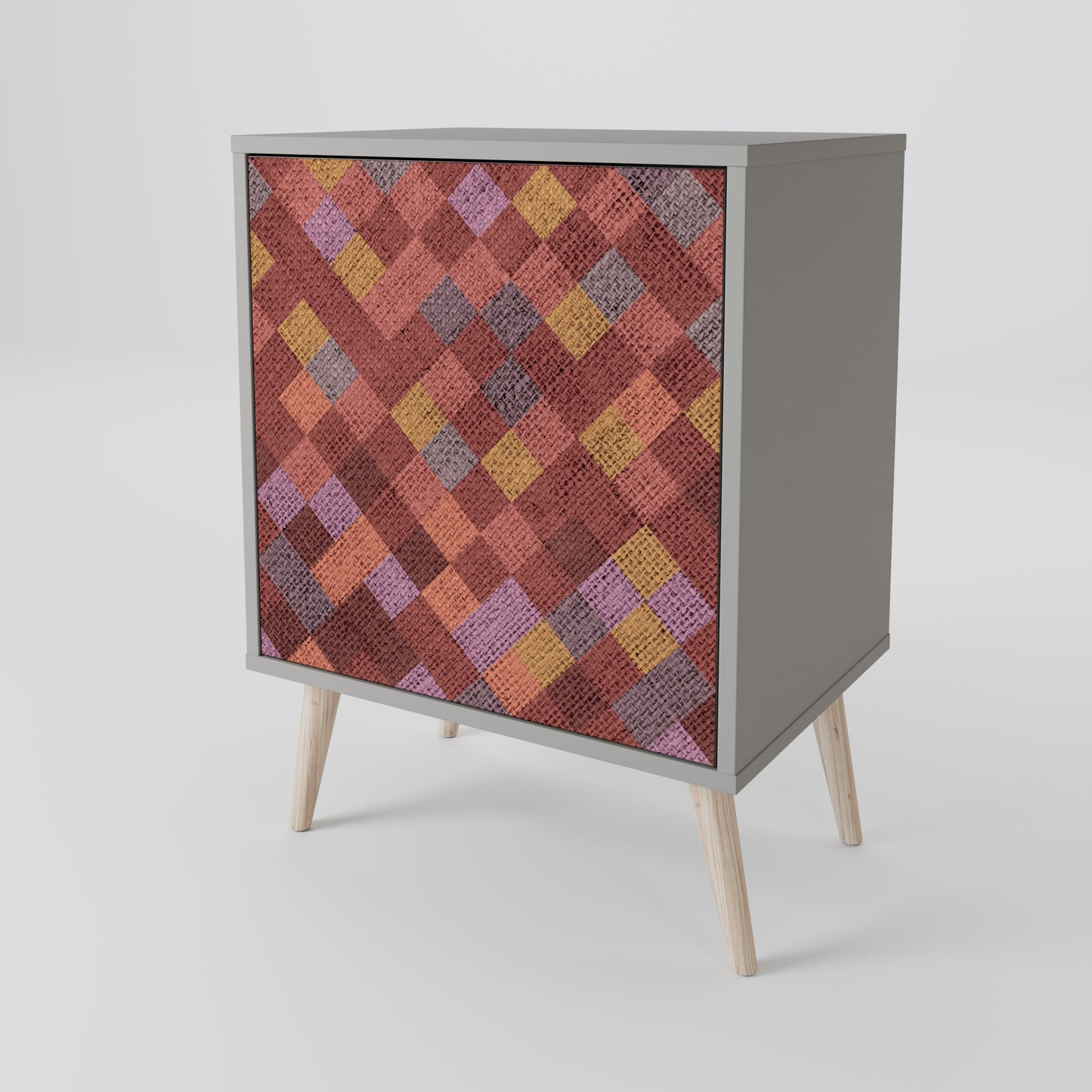 PAINTED SQUARES 1-Door Sideboard in Grey Finish