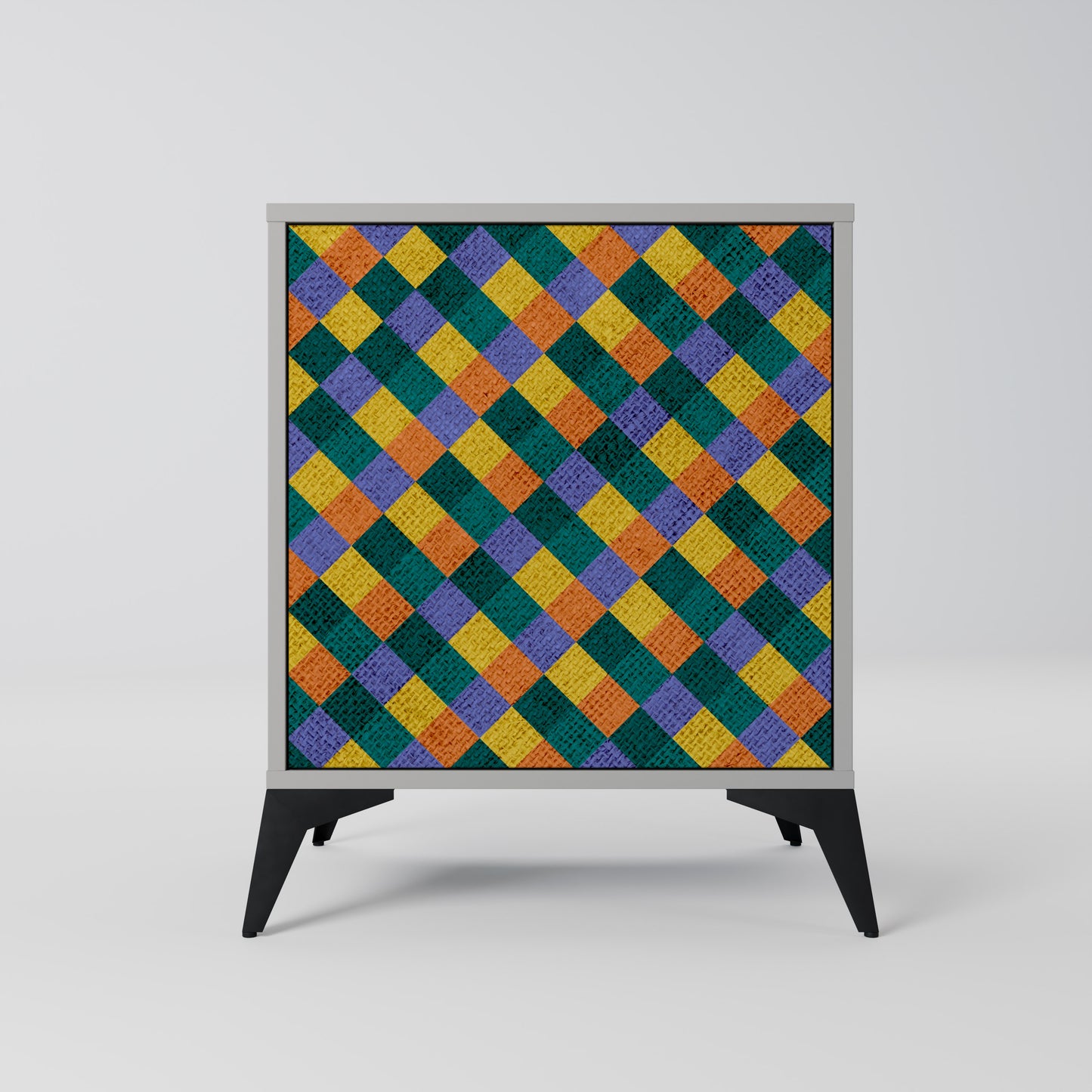 PAINTED SQUARES MIX 1-Door Sideboard in Grey Finish