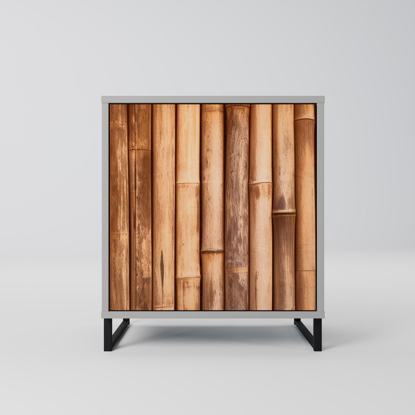 NATURAL WOOD 1-Door Sideboard in Grey Finish