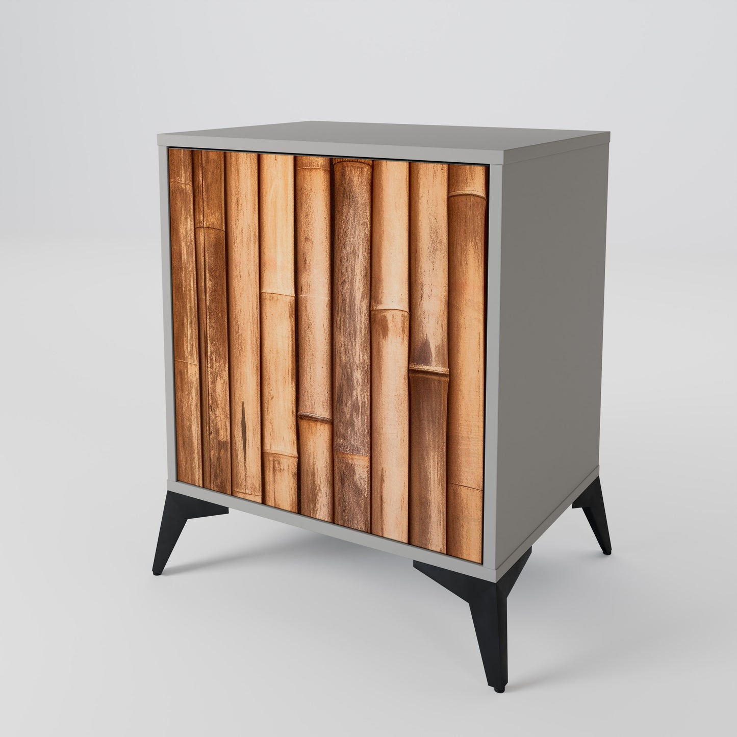 NATURAL WOOD 1-Door Sideboard in Grey Finish