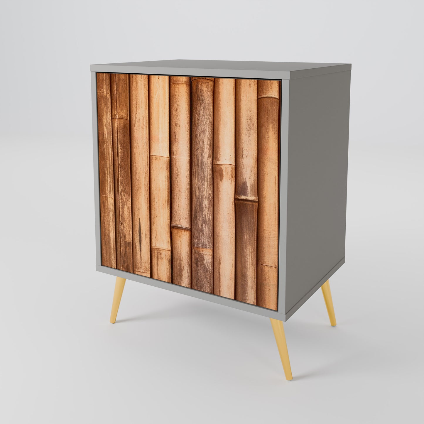 NATURAL WOOD 1-Door Sideboard in Grey Finish