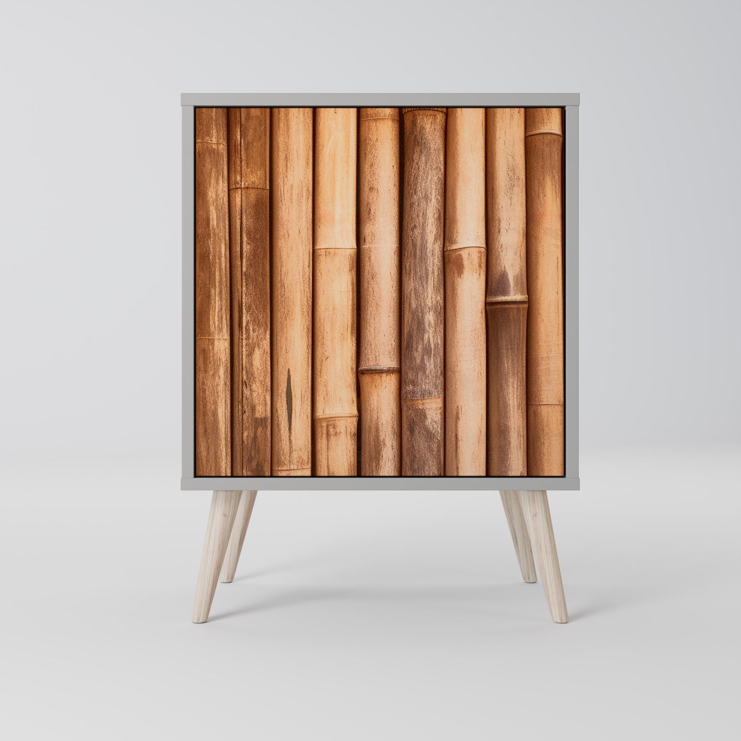 NATURAL WOOD 1-Door Sideboard in Grey Finish
