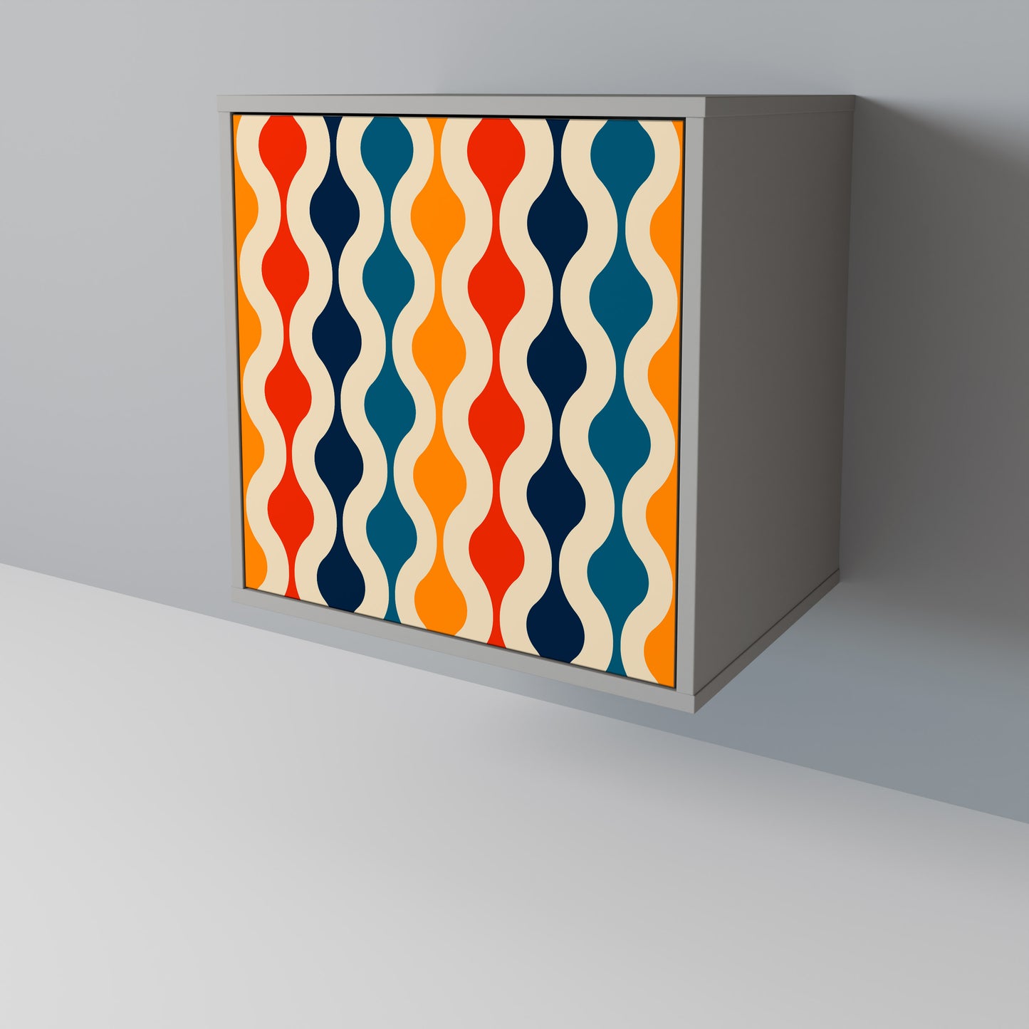 COLORFUL NOSTALGIA 1-Door Sideboard in Grey Finish