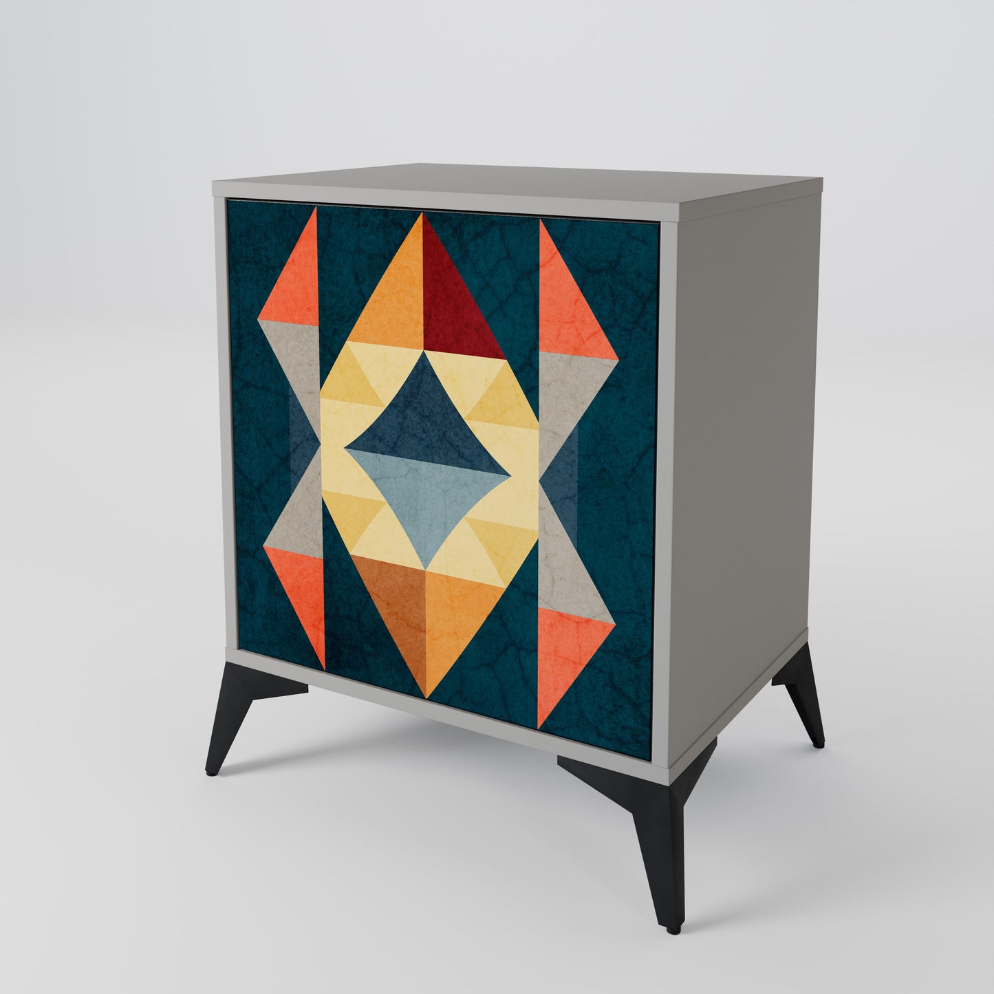 CRACKED ILLUSION 1-Door Sideboard in Grey Finish