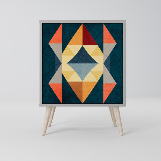 Credenza a 1 anta CRACKED ILLUSION con finitura grigia