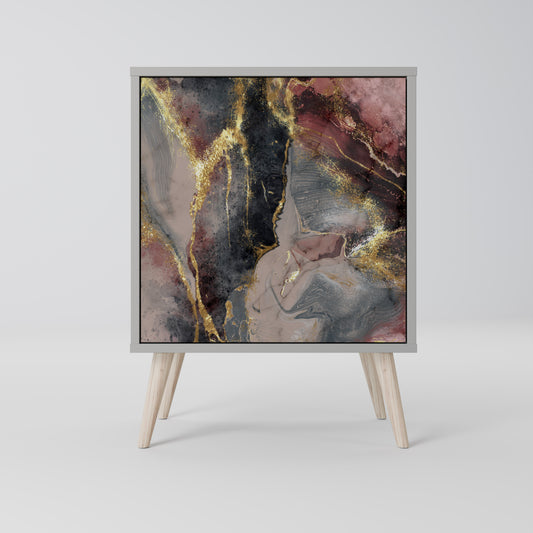 Credenza GOLDEN TIDES a 1 anta con finitura grigia
