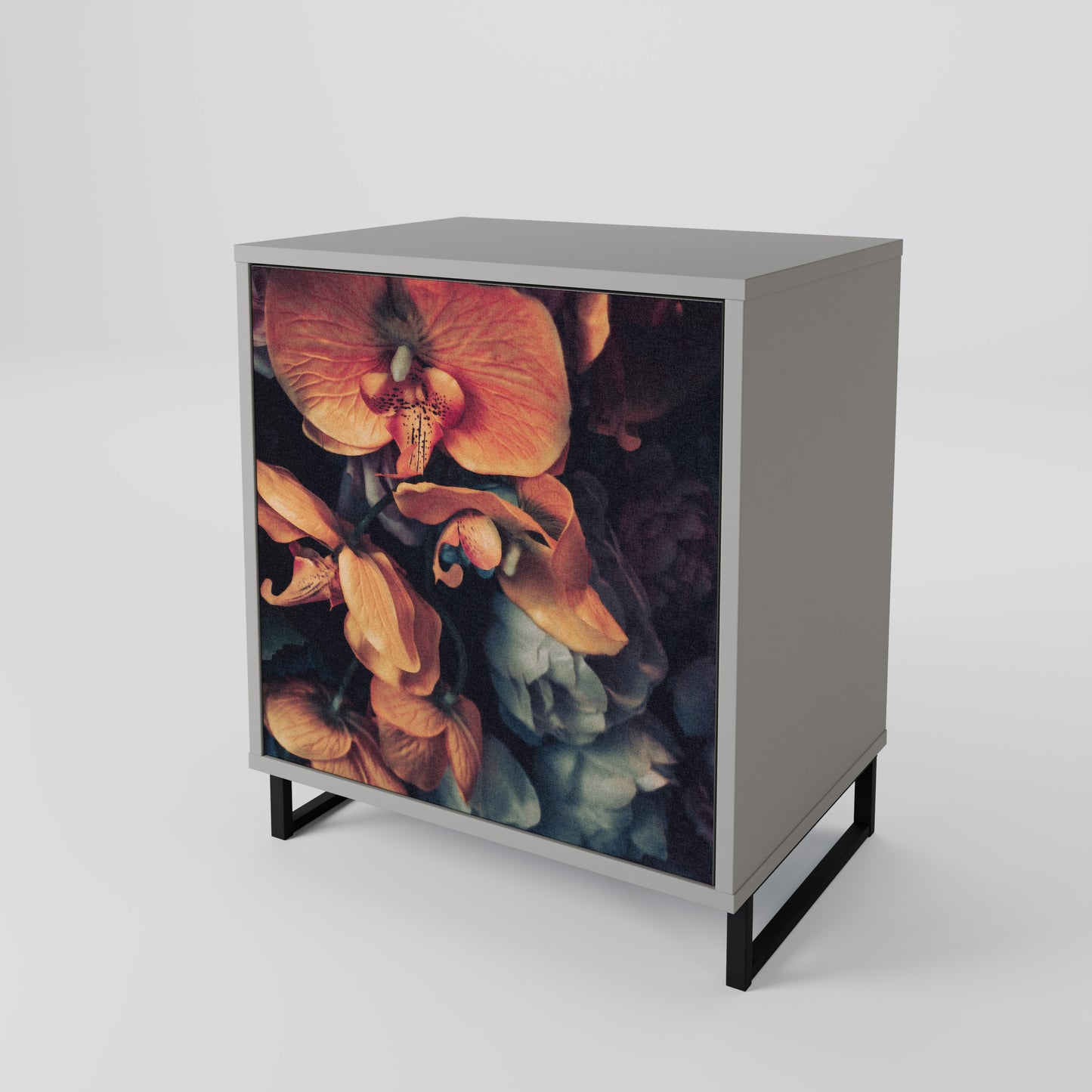 NEVERENDING BLOOM 1-Door Sideboard in Grey Finish