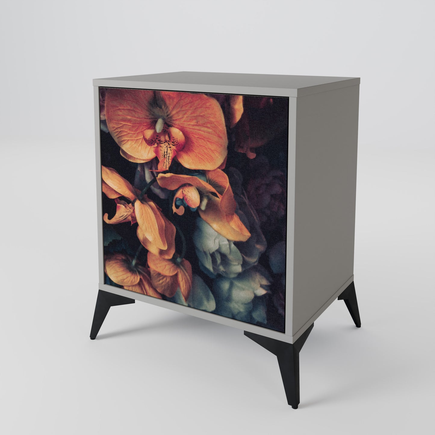 NEVERENDING BLOOM 1-Door Sideboard in Grey Finish
