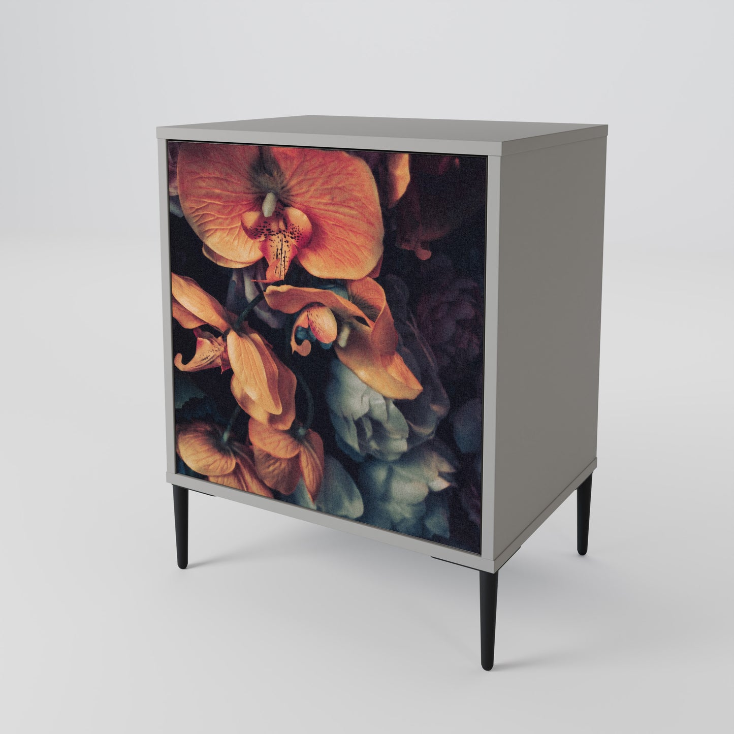 NEVERENDING BLOOM 1-Door Sideboard in Grey Finish