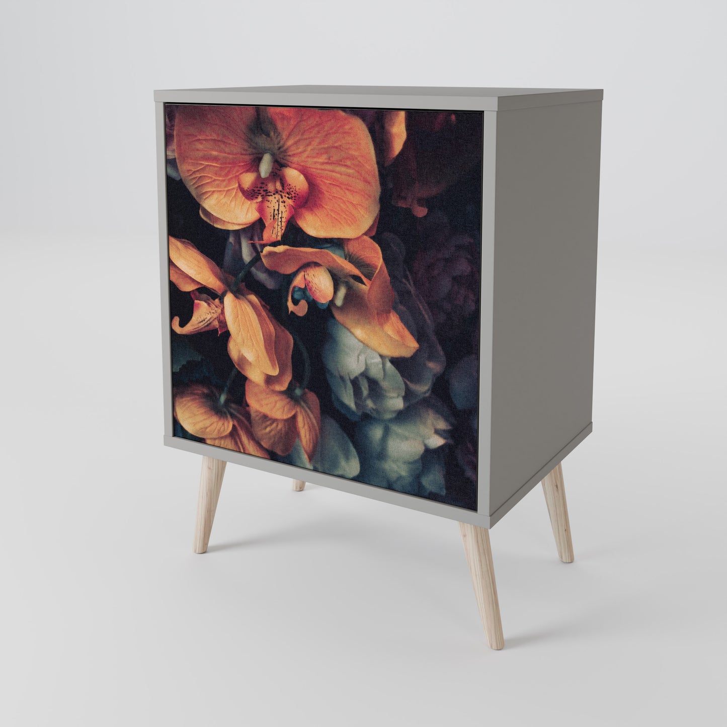 NEVERENDING BLOOM 1-Door Sideboard in Grey Finish