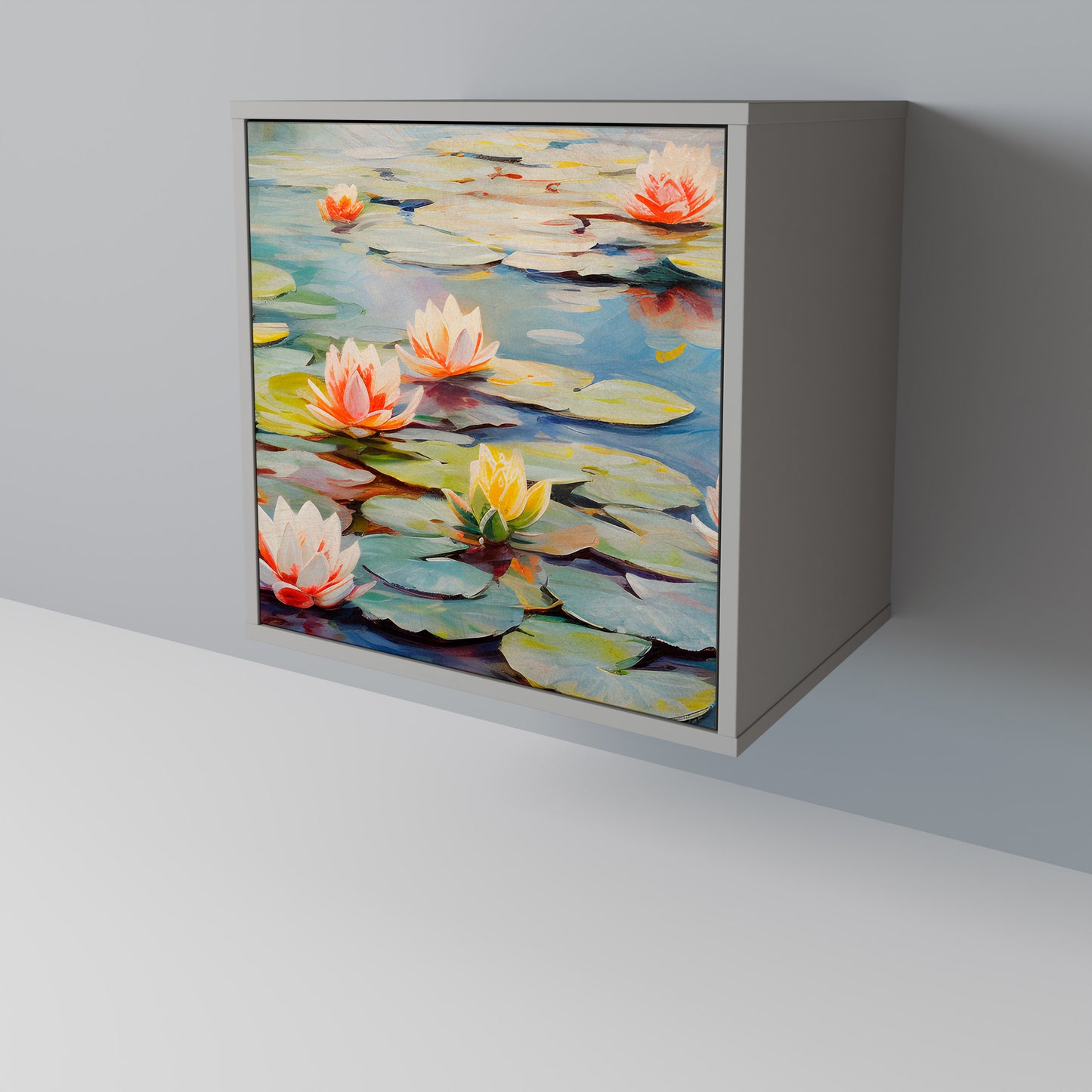 Credenza BLOOMING WATERS a 1 anta con finitura grigia
