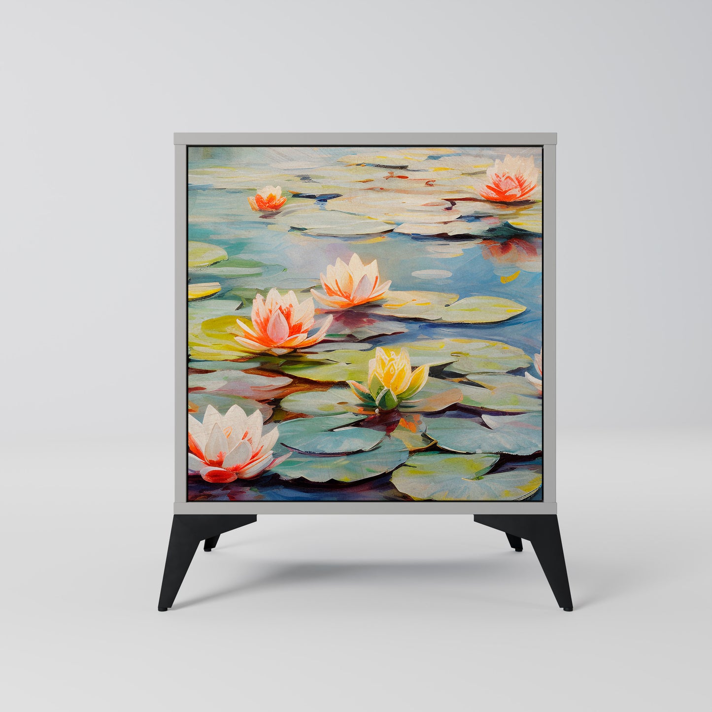 Credenza BLOOMING WATERS a 1 anta con finitura grigia