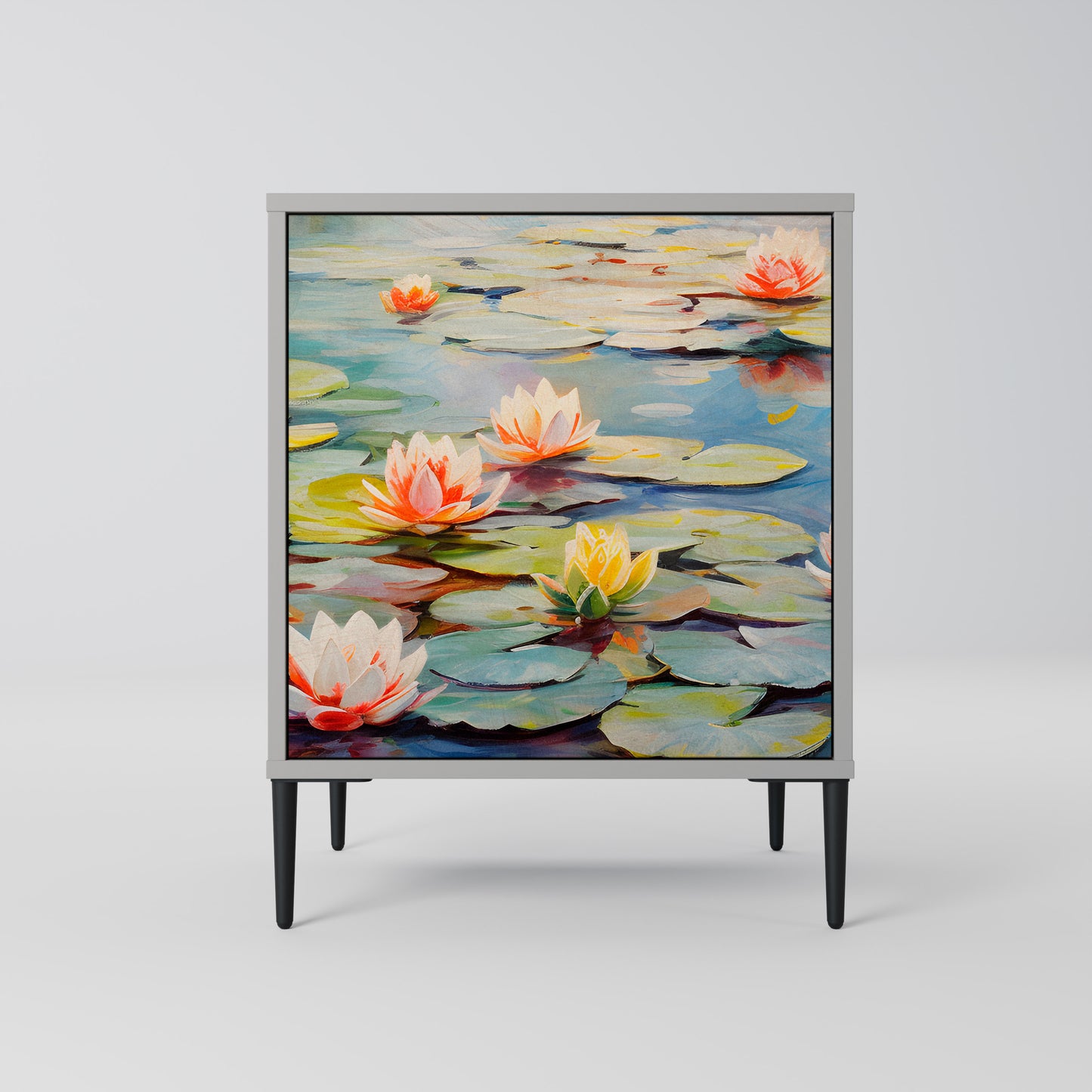 Credenza BLOOMING WATERS a 1 anta con finitura grigia