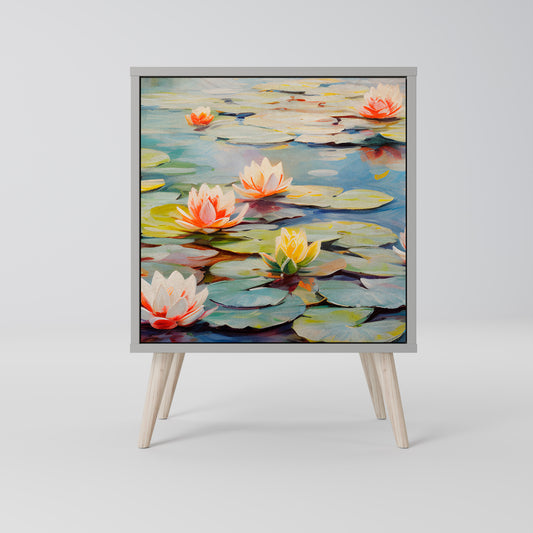 Credenza BLOOMING WATERS a 1 anta con finitura grigia