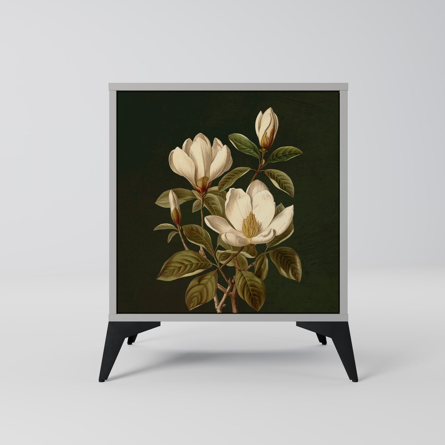 FLORAL NOIR 1-Door Sideboard in Grey Finish
