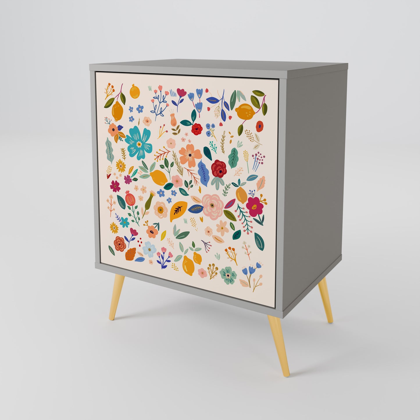 Credenza a 1 anta FLORAL COMBINATION in finitura grigia