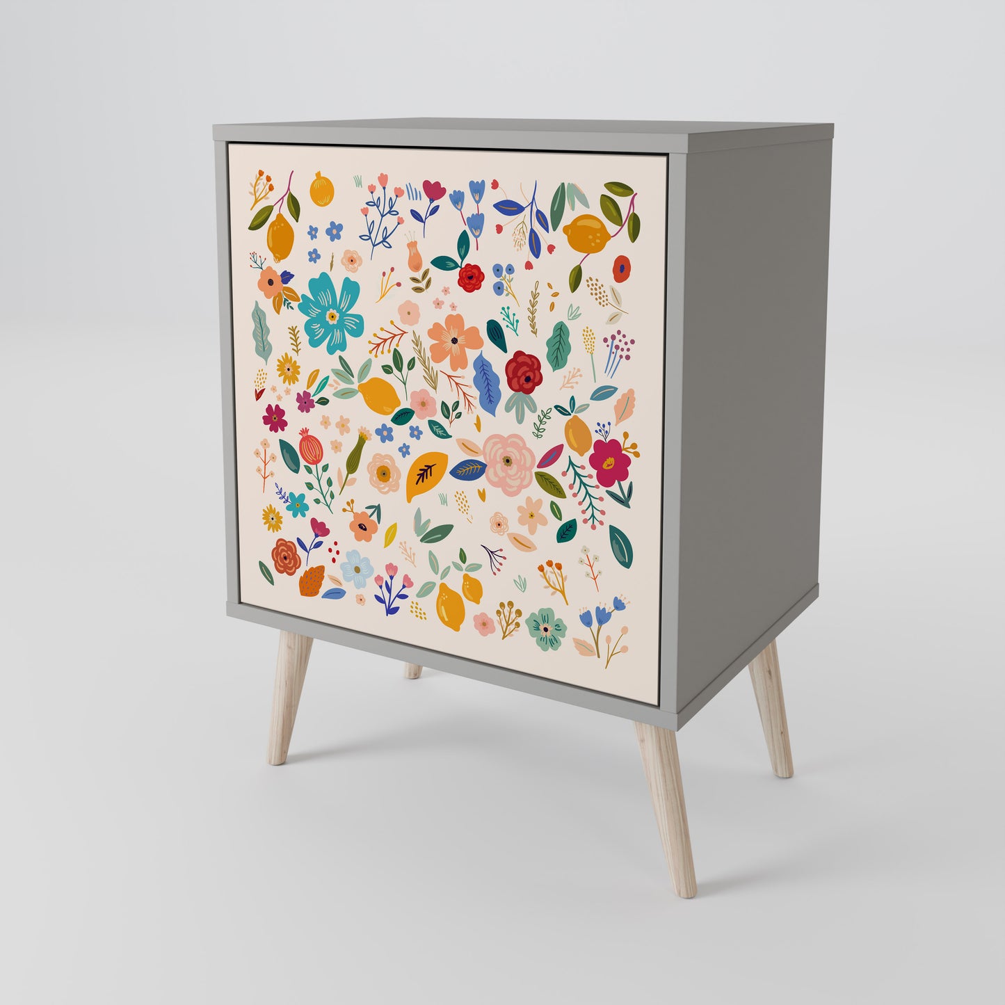 Credenza a 1 anta FLORAL COMBINATION in finitura grigia