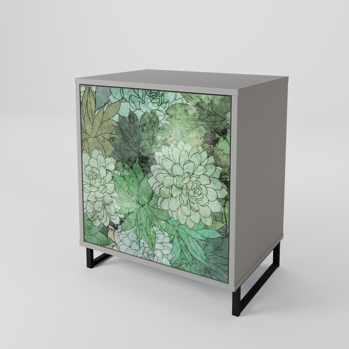 SUCCULENT CLUSTER 1-Door Sideboard in Grey Finish