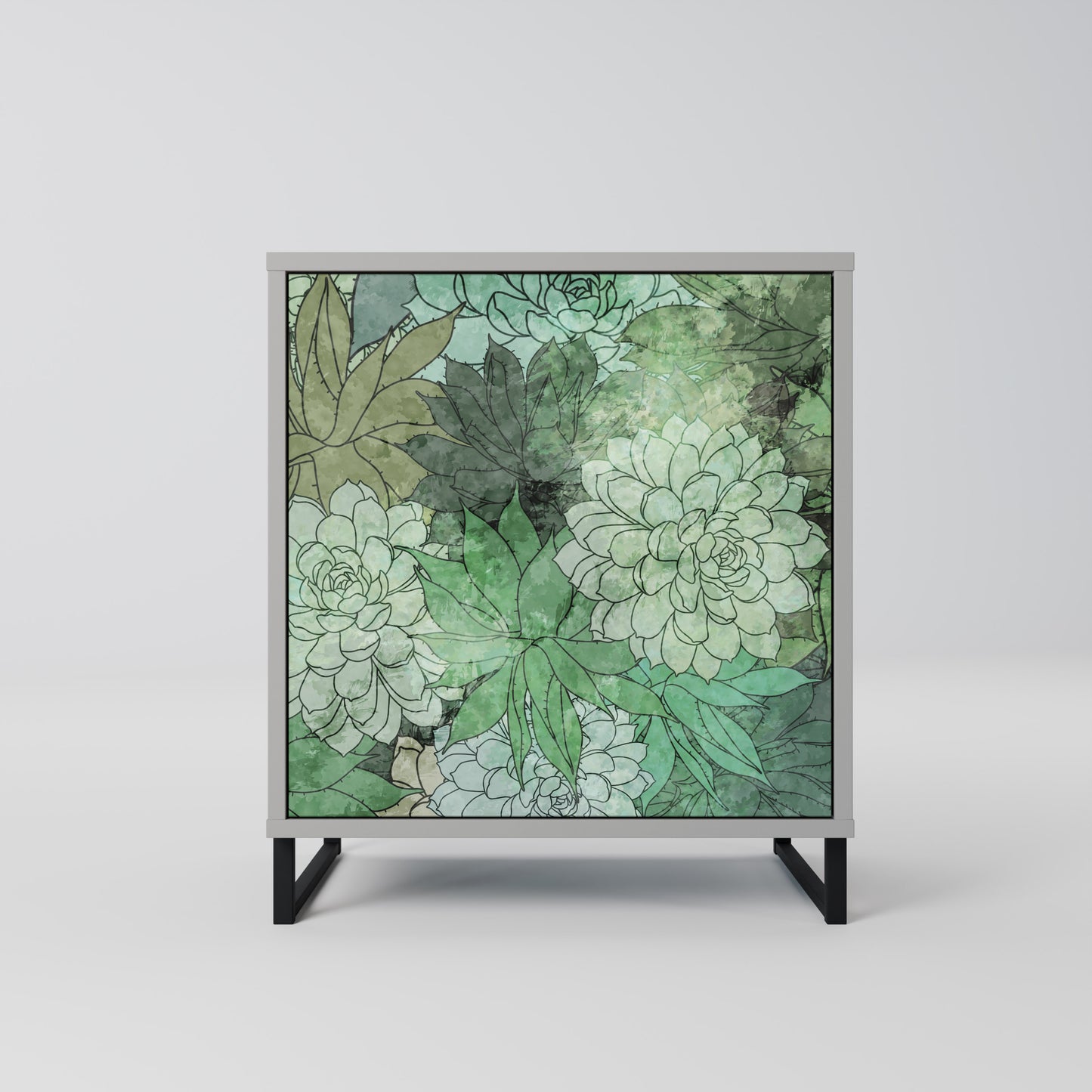 SUCCULENT CLUSTER 1-Door Sideboard in Grey Finish