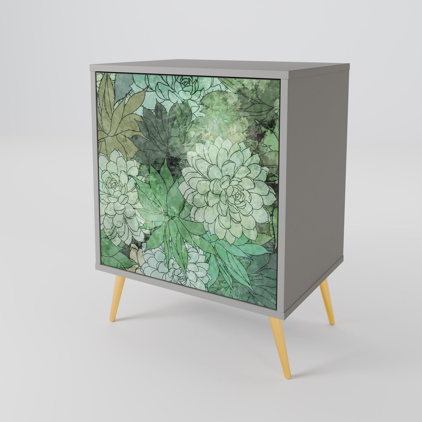 SUCCULENT CLUSTER 1-Door Sideboard in Grey Finish