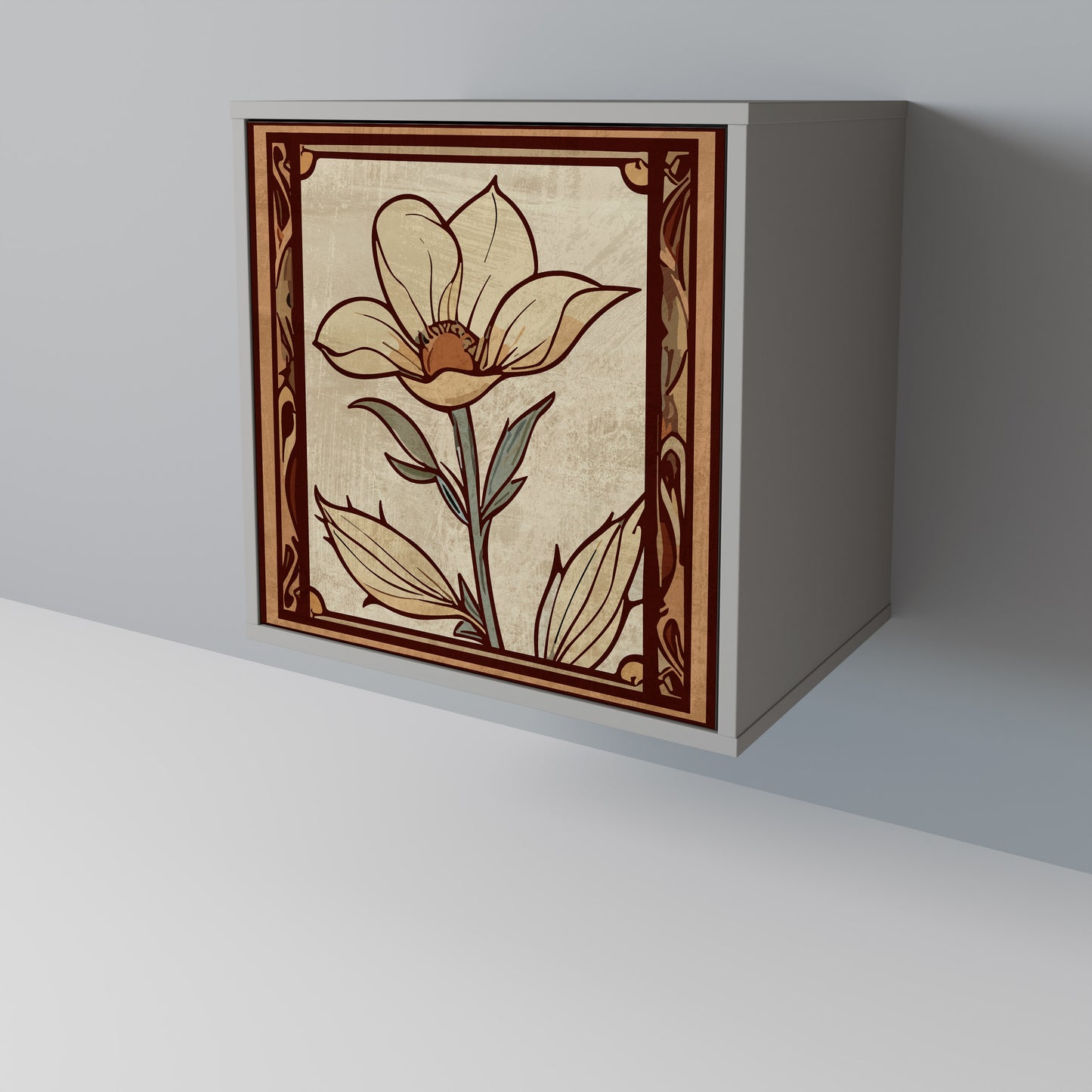 Credenza TIMELESS FLORA a 1 anta in finitura grigia