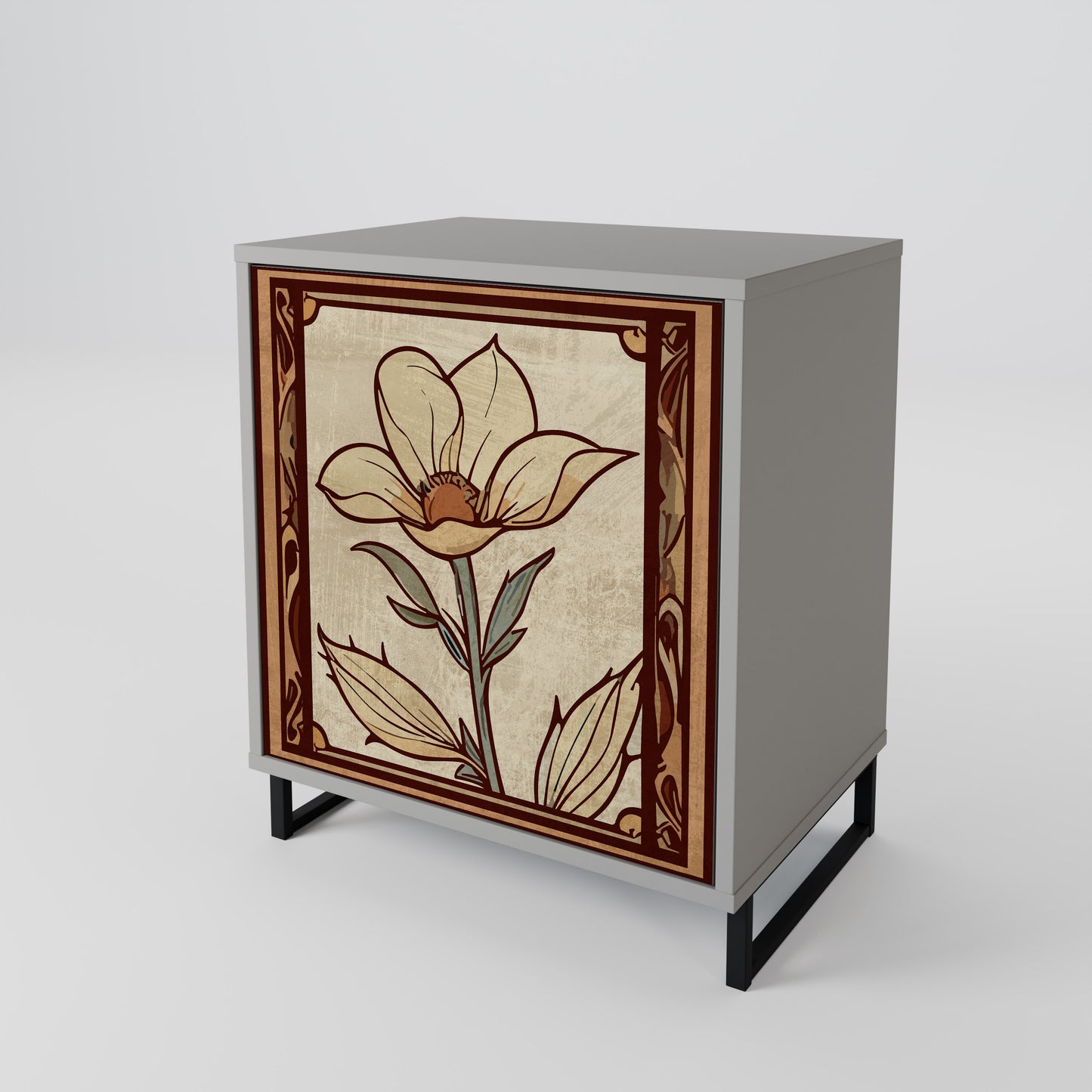 Credenza TIMELESS FLORA a 1 anta in finitura grigia
