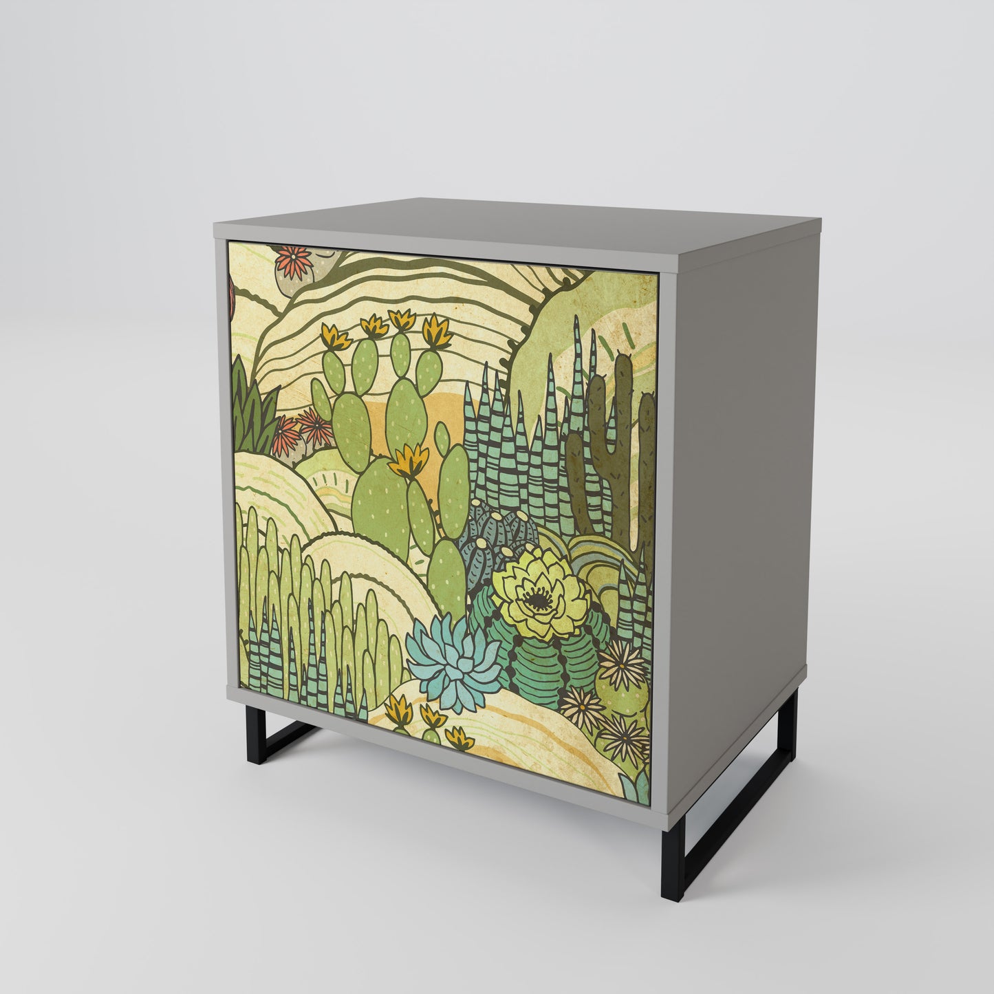 SUCCULENTS KALEIDOSCOPE 1-Door Sideboard in Grey Finish