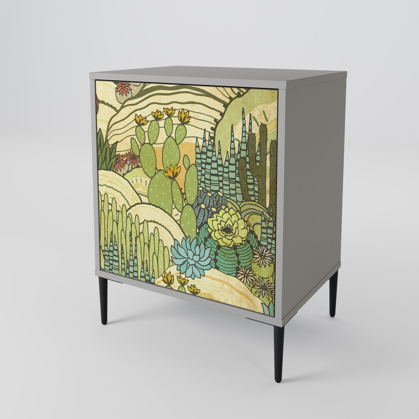 SUCCULENTS KALEIDOSCOPE 1-Door Sideboard in Grey Finish