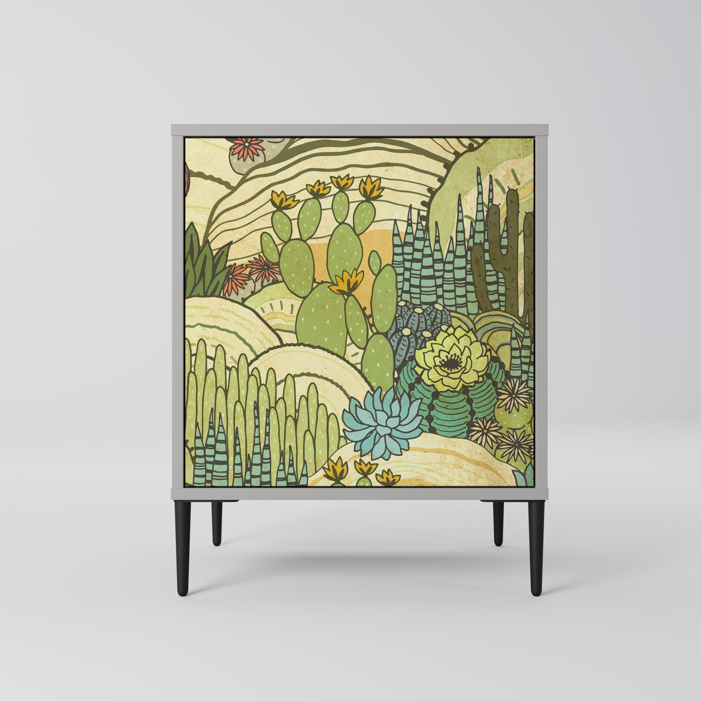 SUCCULENTS KALEIDOSCOPE 1-Door Sideboard in Grey Finish