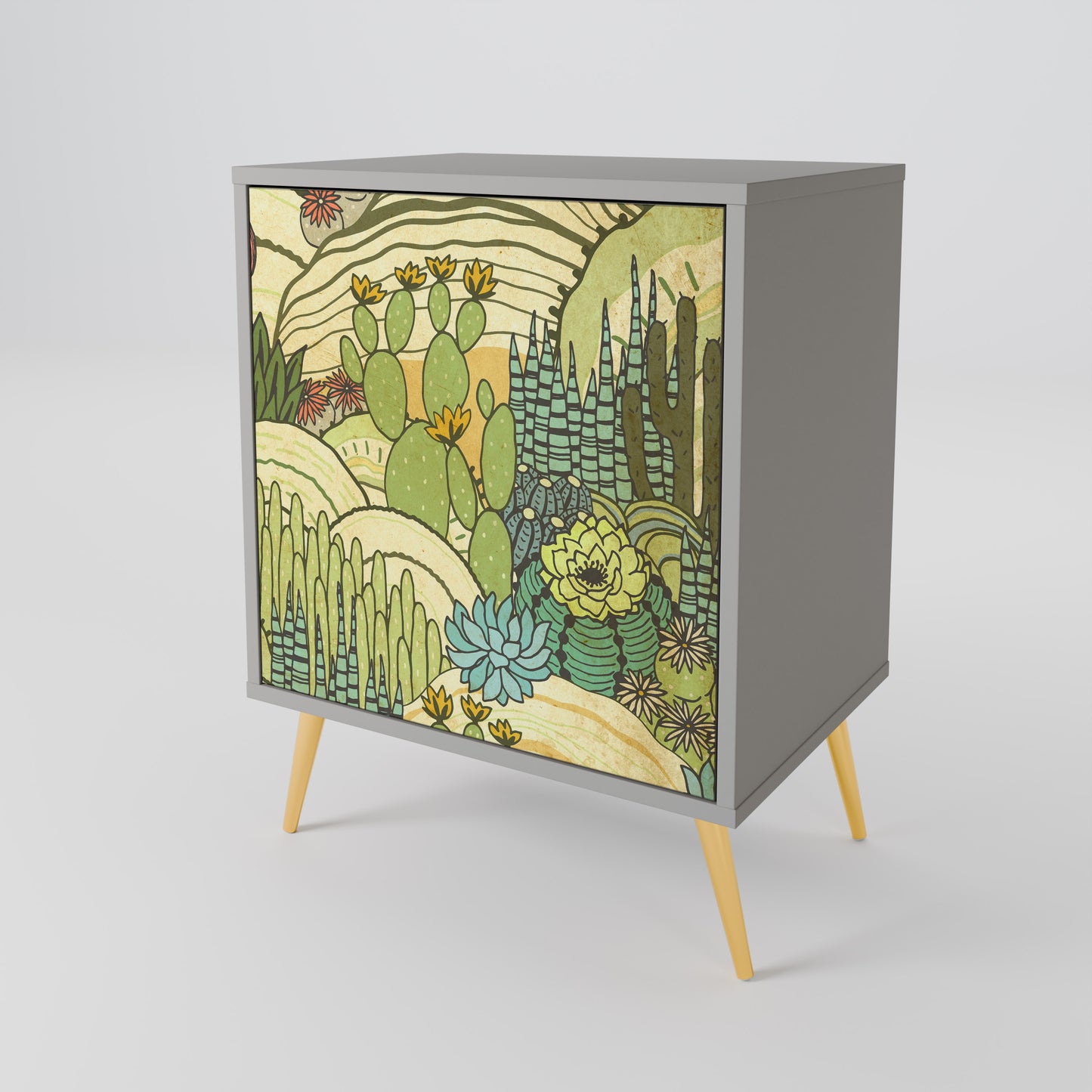 SUCCULENTS KALEIDOSCOPE 1-Door Sideboard in Grey Finish