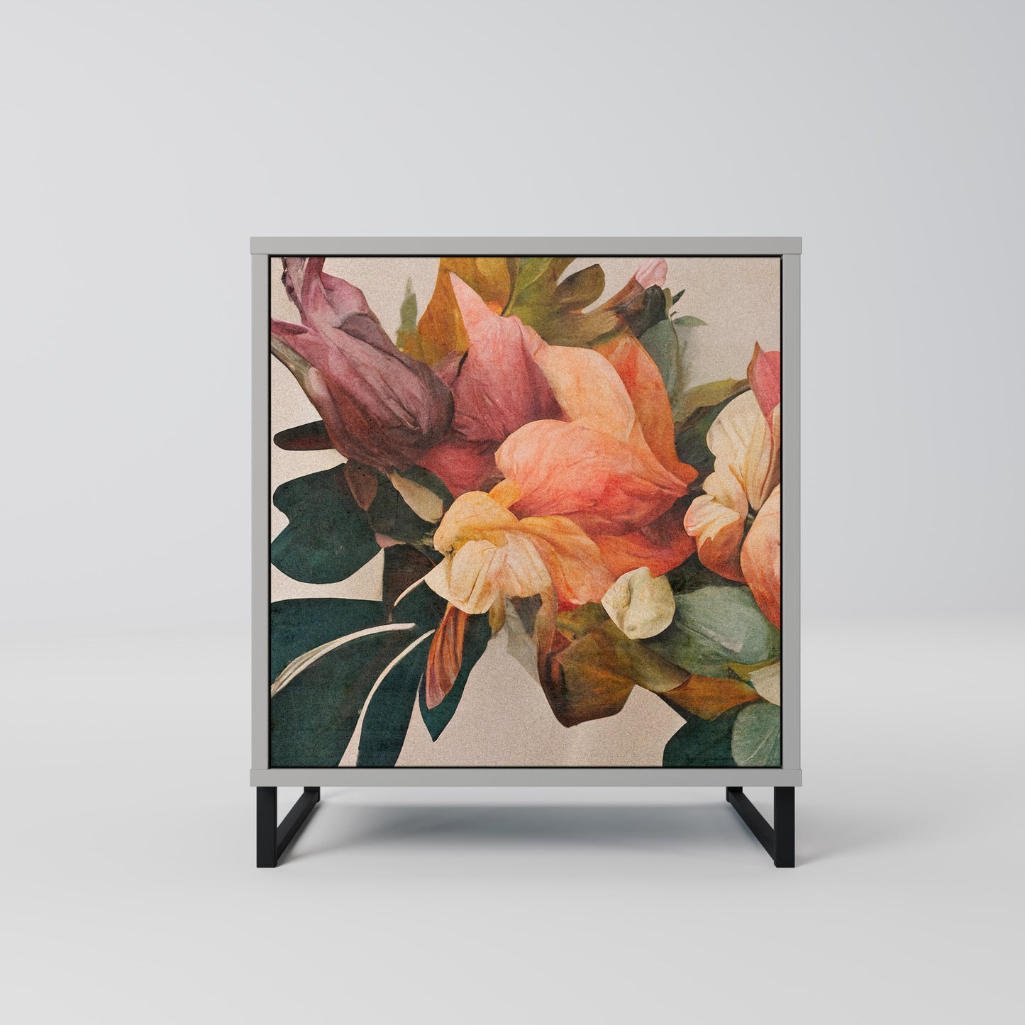 Credenza STYLISH BEAUTY a 1 anta con finitura grigia