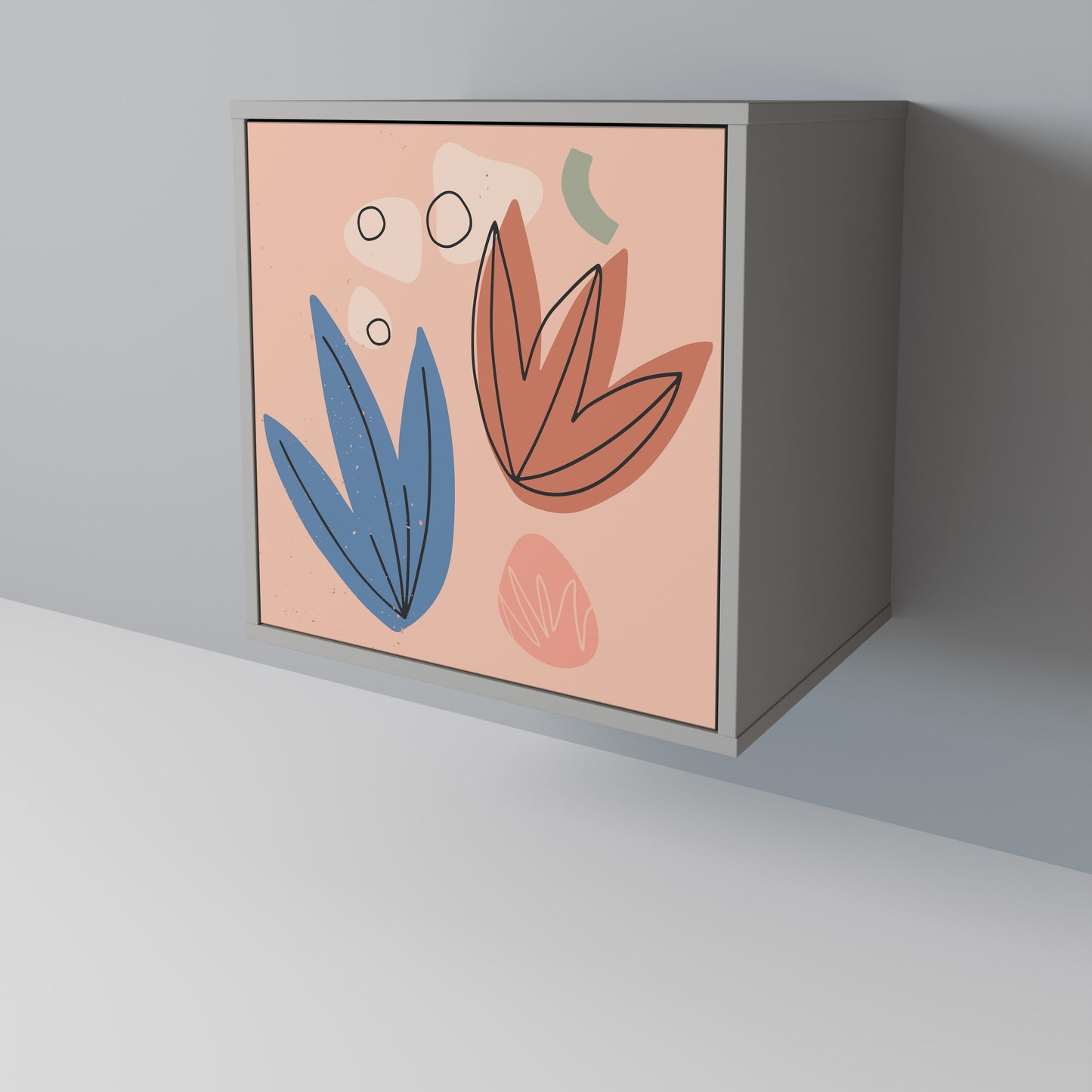 PASTEL DESTINY 1-Door Sideboard in Grey Finish
