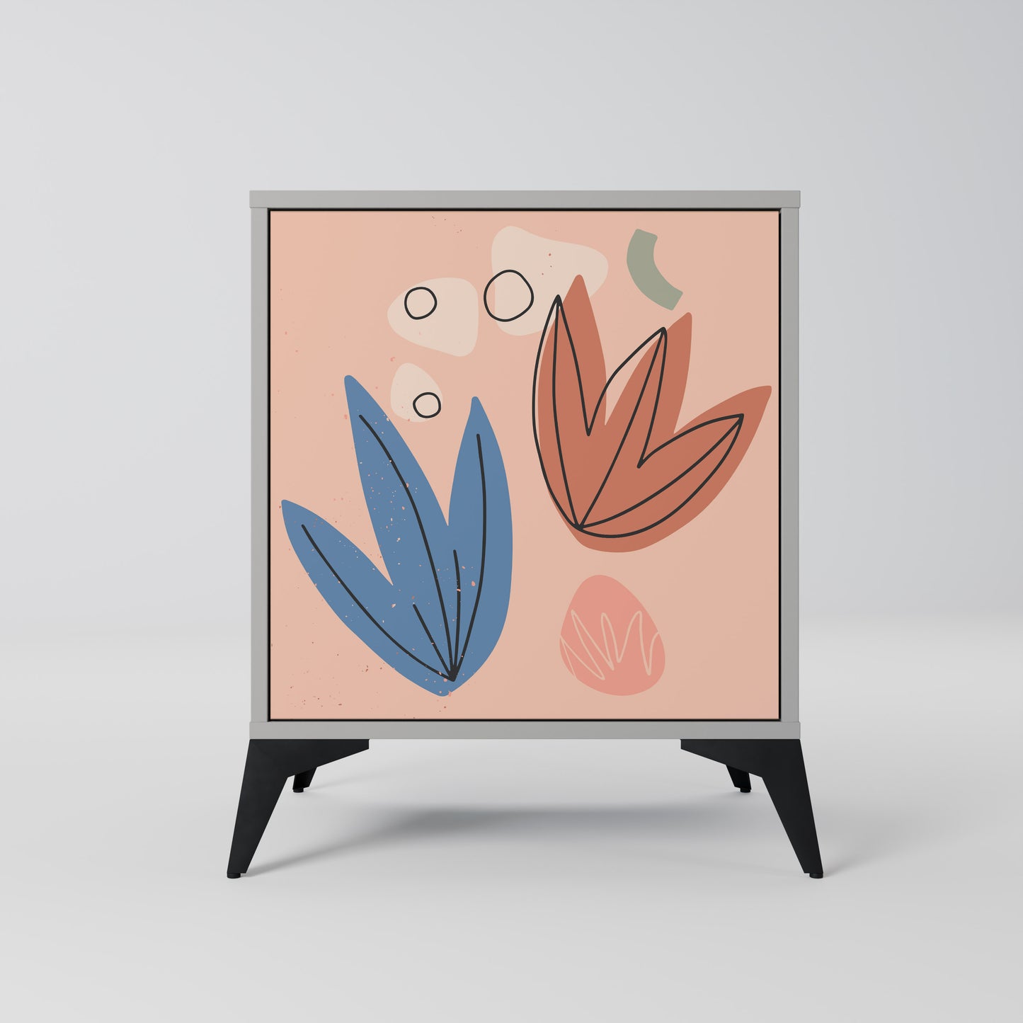 PASTEL DESTINY 1-Door Sideboard in Grey Finish