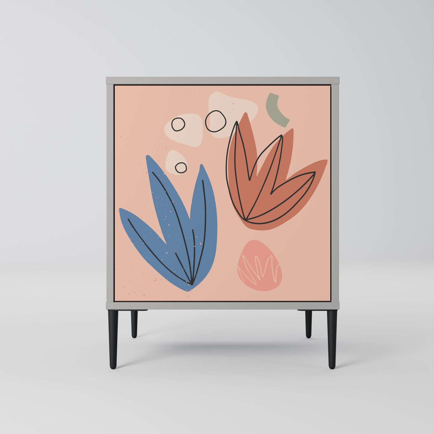PASTEL DESTINY 1-Door Sideboard in Grey Finish
