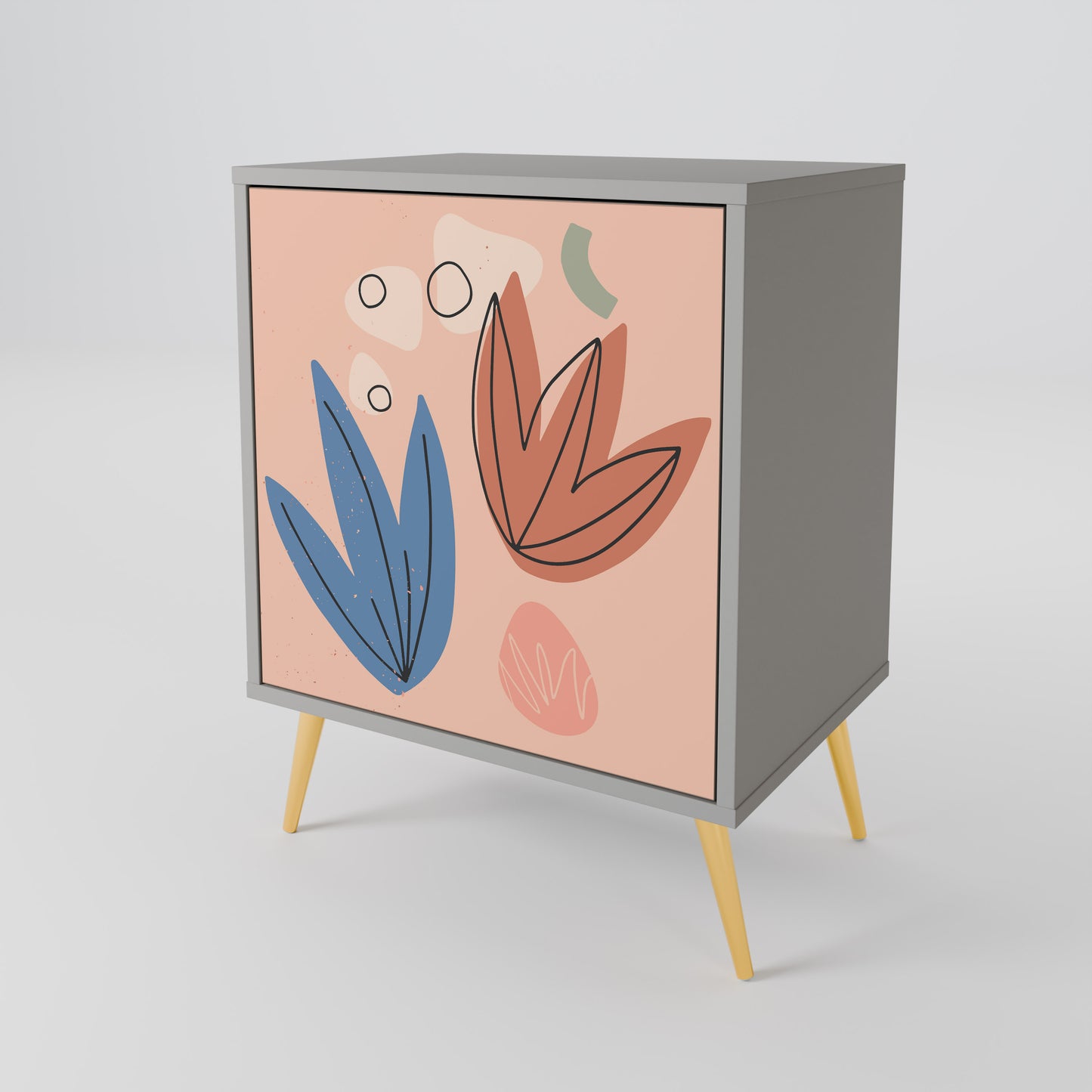 PASTEL DESTINY 1-Door Sideboard in Grey Finish
