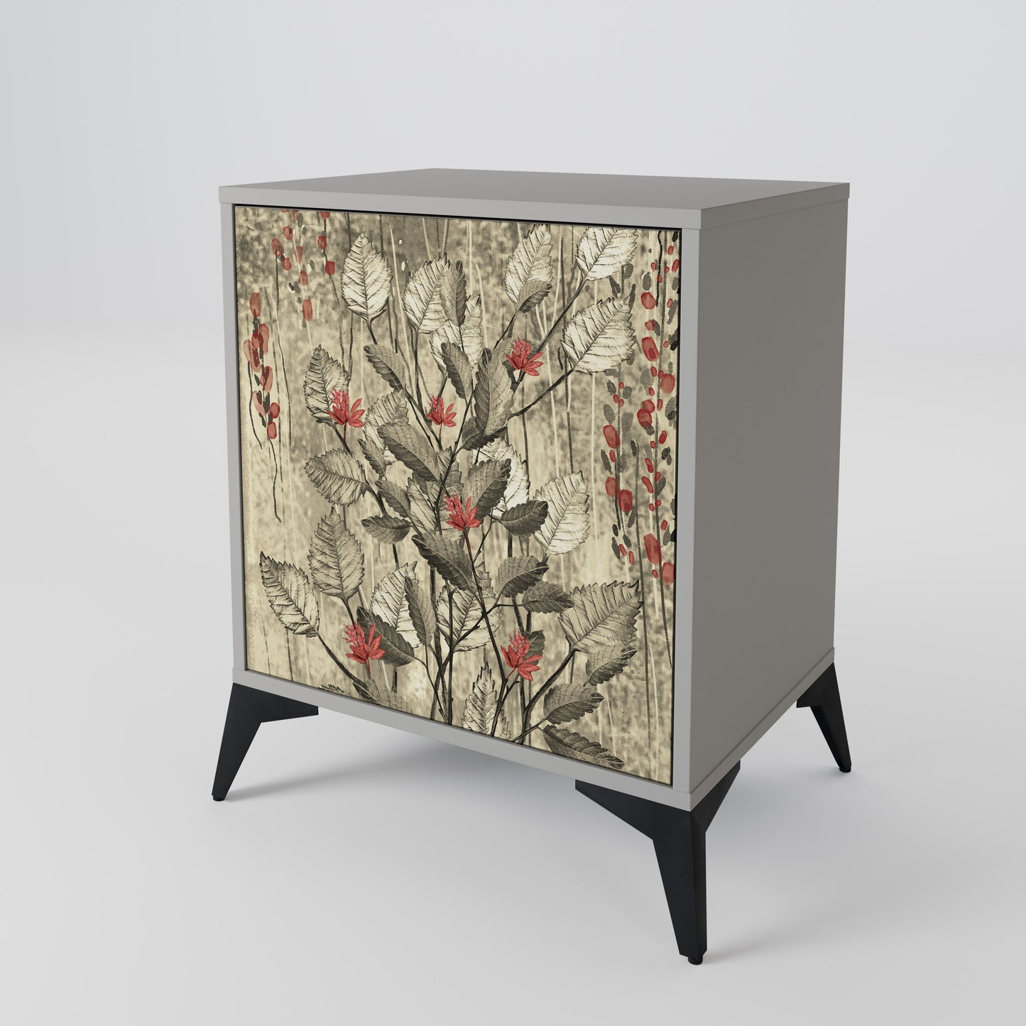HERBAL GRACE 1-Door Sideboard in Grey Finish