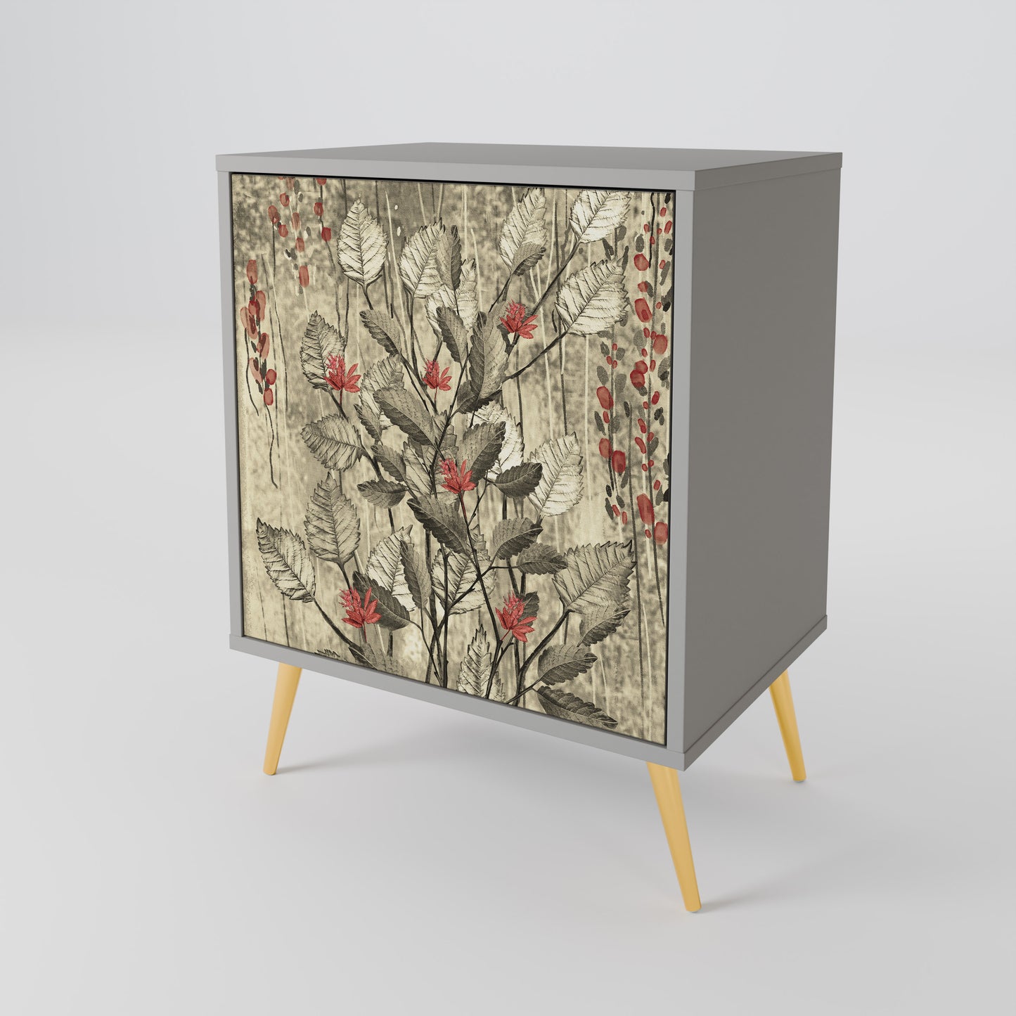 HERBAL GRACE 1-Door Sideboard in Grey Finish