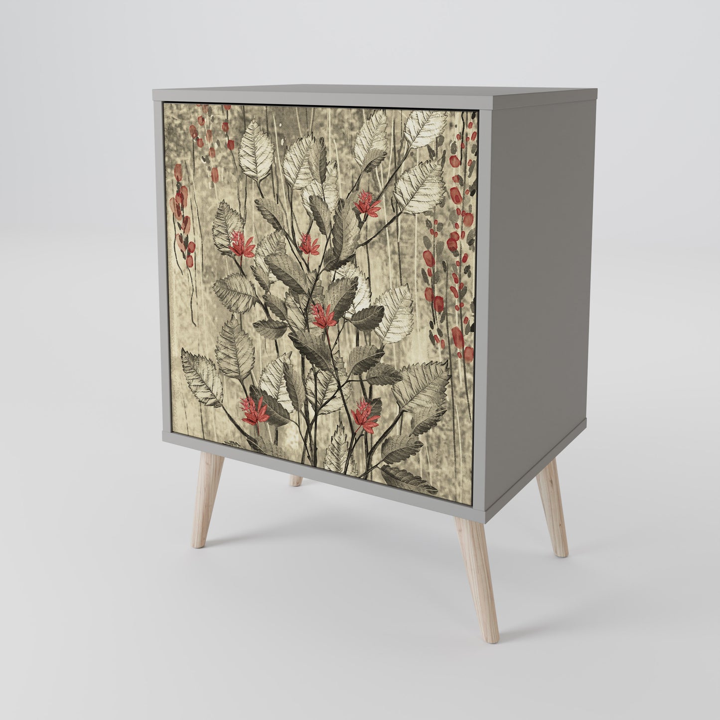 HERBAL GRACE 1-Door Sideboard in Grey Finish