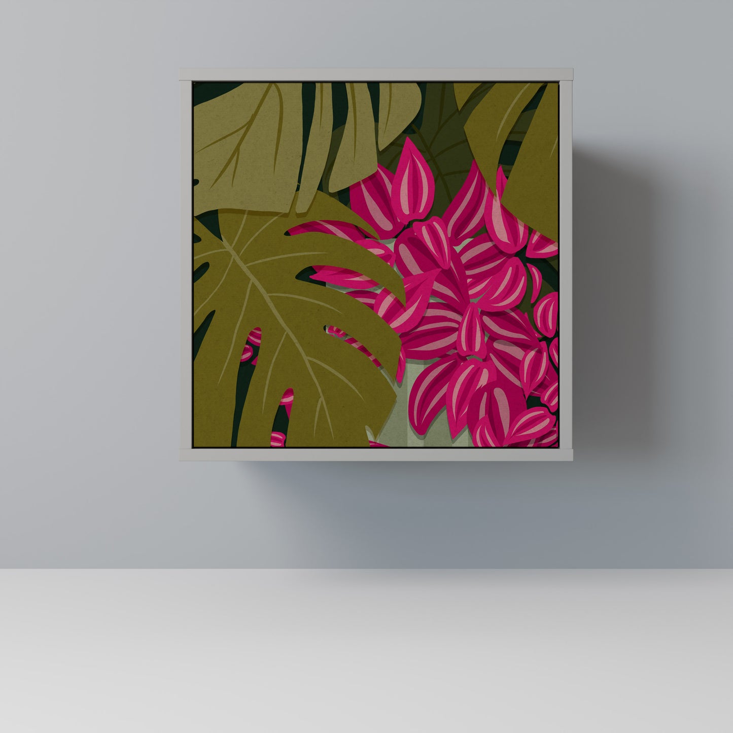 Credenza TROPICAL BEAUTY a 1 anta con finitura grigia