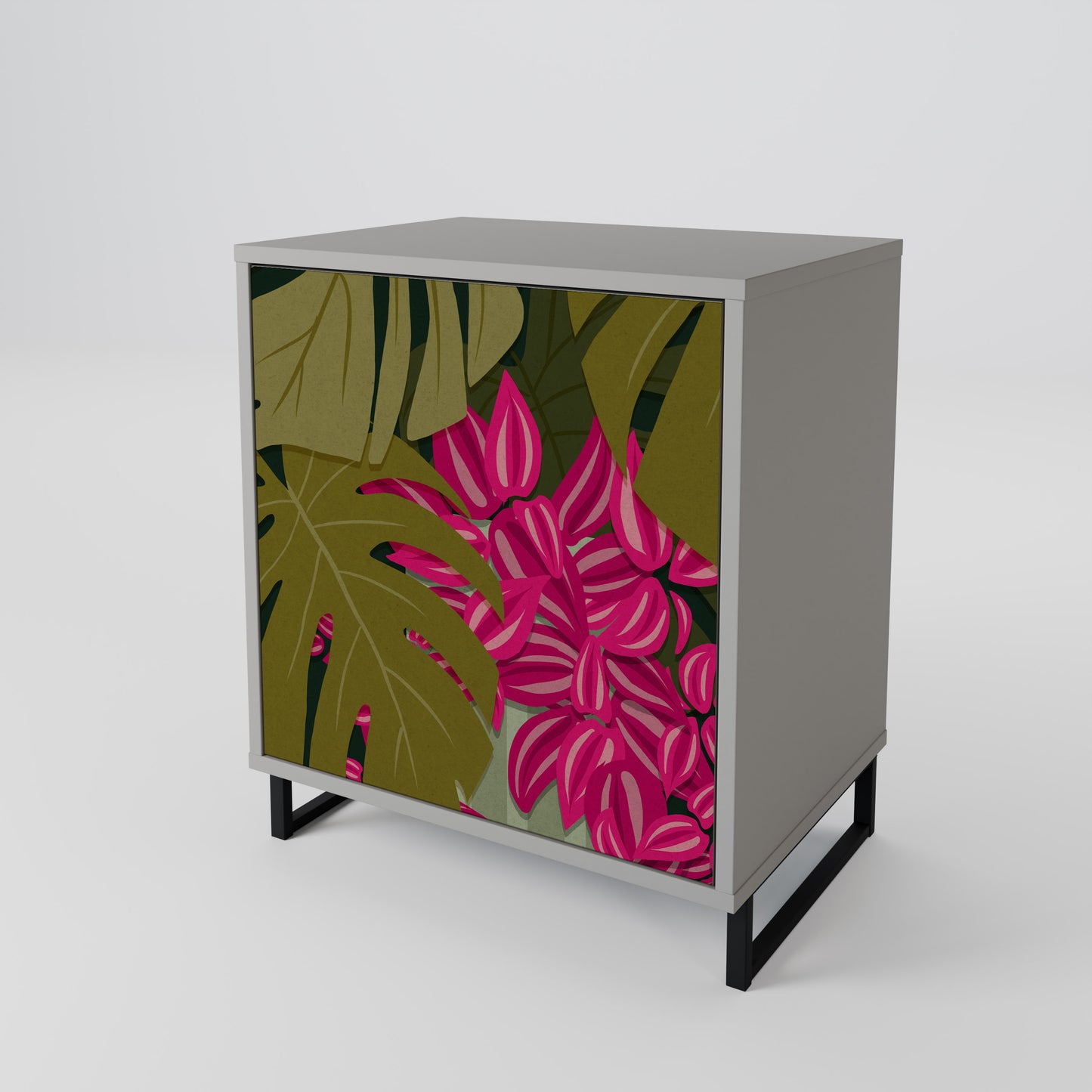 Credenza TROPICAL BEAUTY a 1 anta con finitura grigia