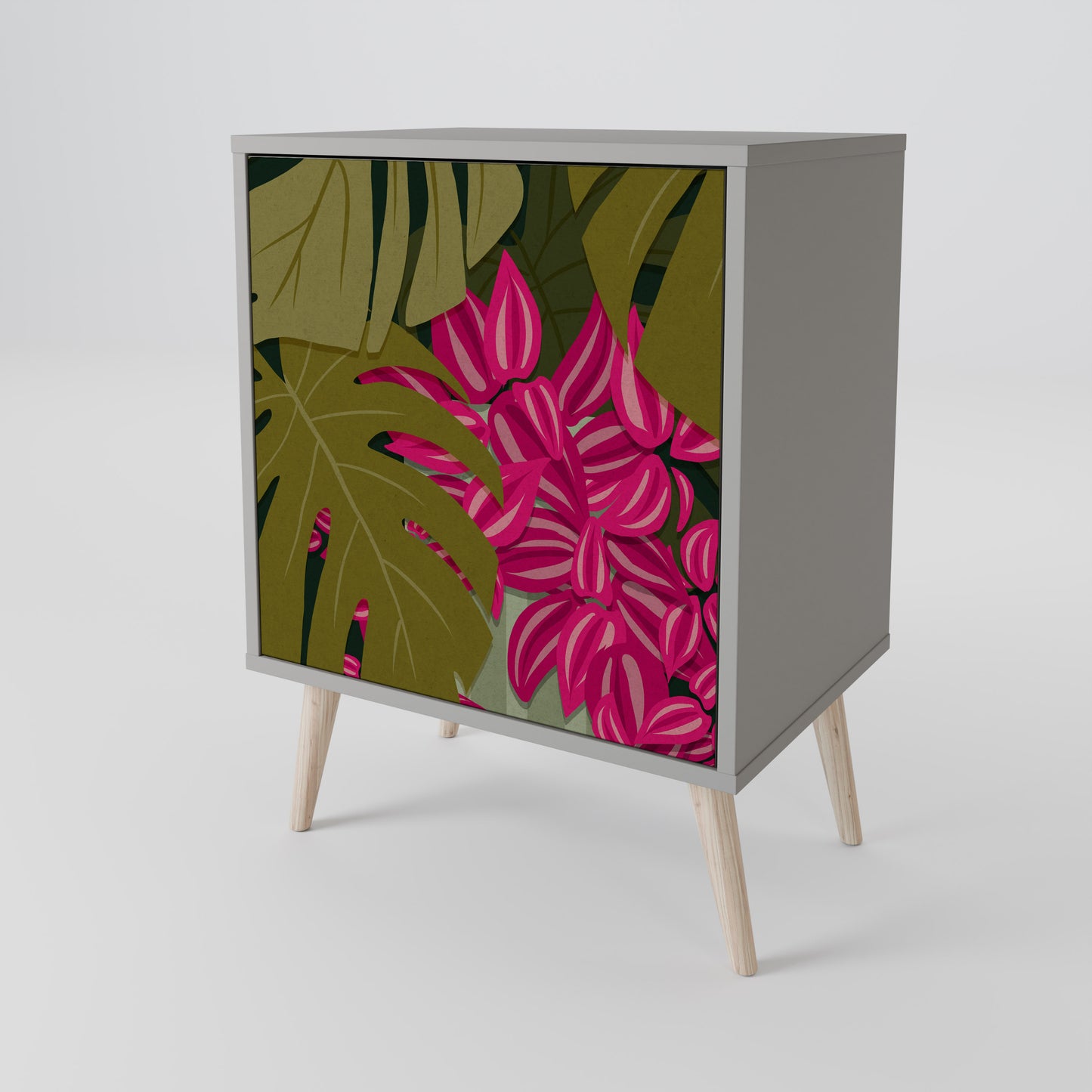 Credenza TROPICAL BEAUTY a 1 anta con finitura grigia