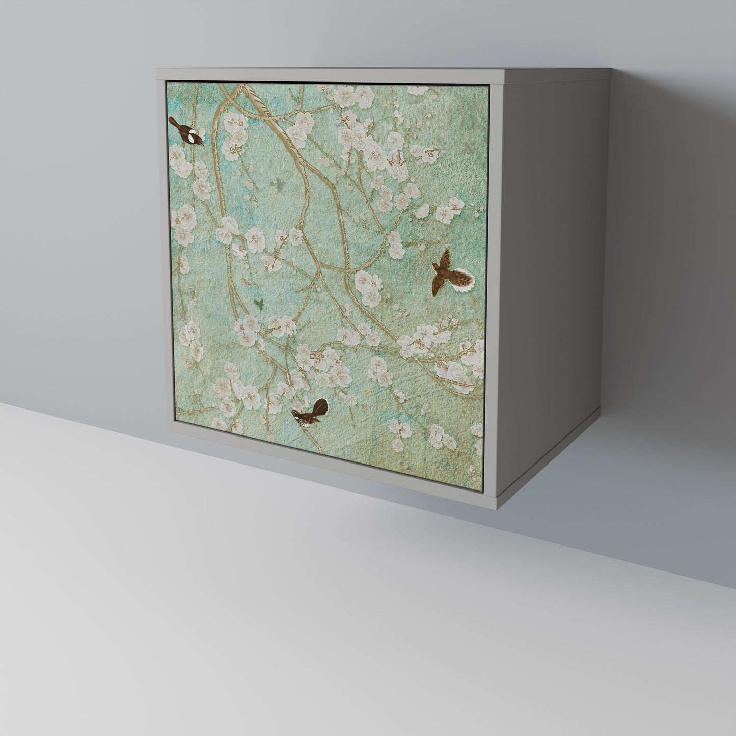 Credenza BLOOMING CHARM a 1 anta con finitura grigia